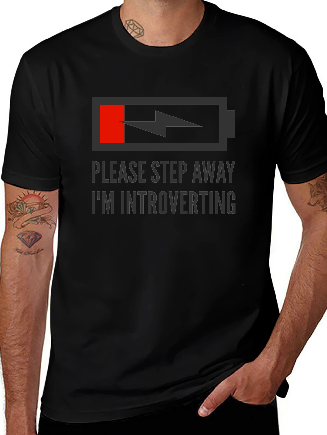 Introvert Mode T-Shirt - Funny Low Battery Design