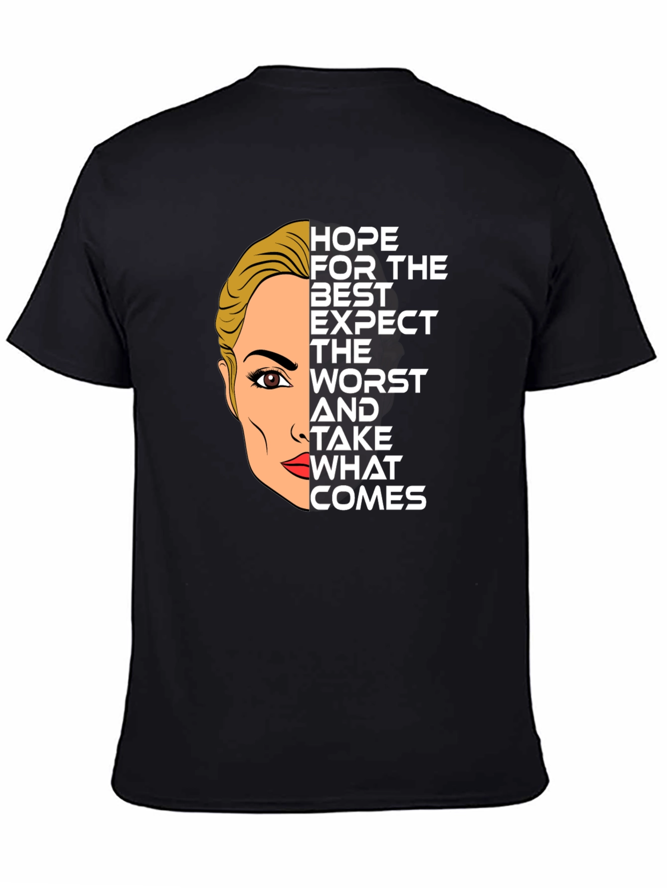 Hope For The Best Graphic Print Black Tee