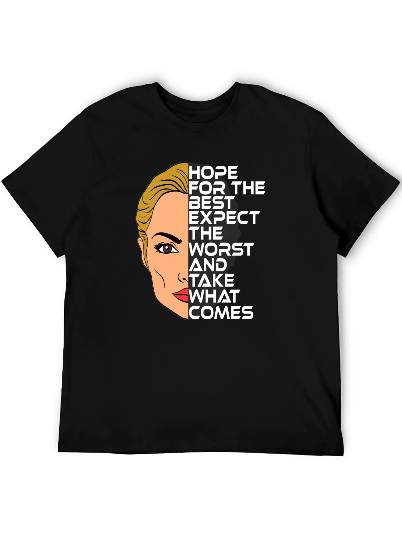 Hope For The Best Graphic Print Black Tee
