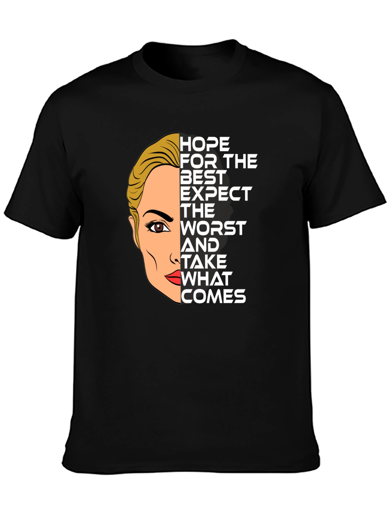 Hope For The Best Graphic Print Black Tee