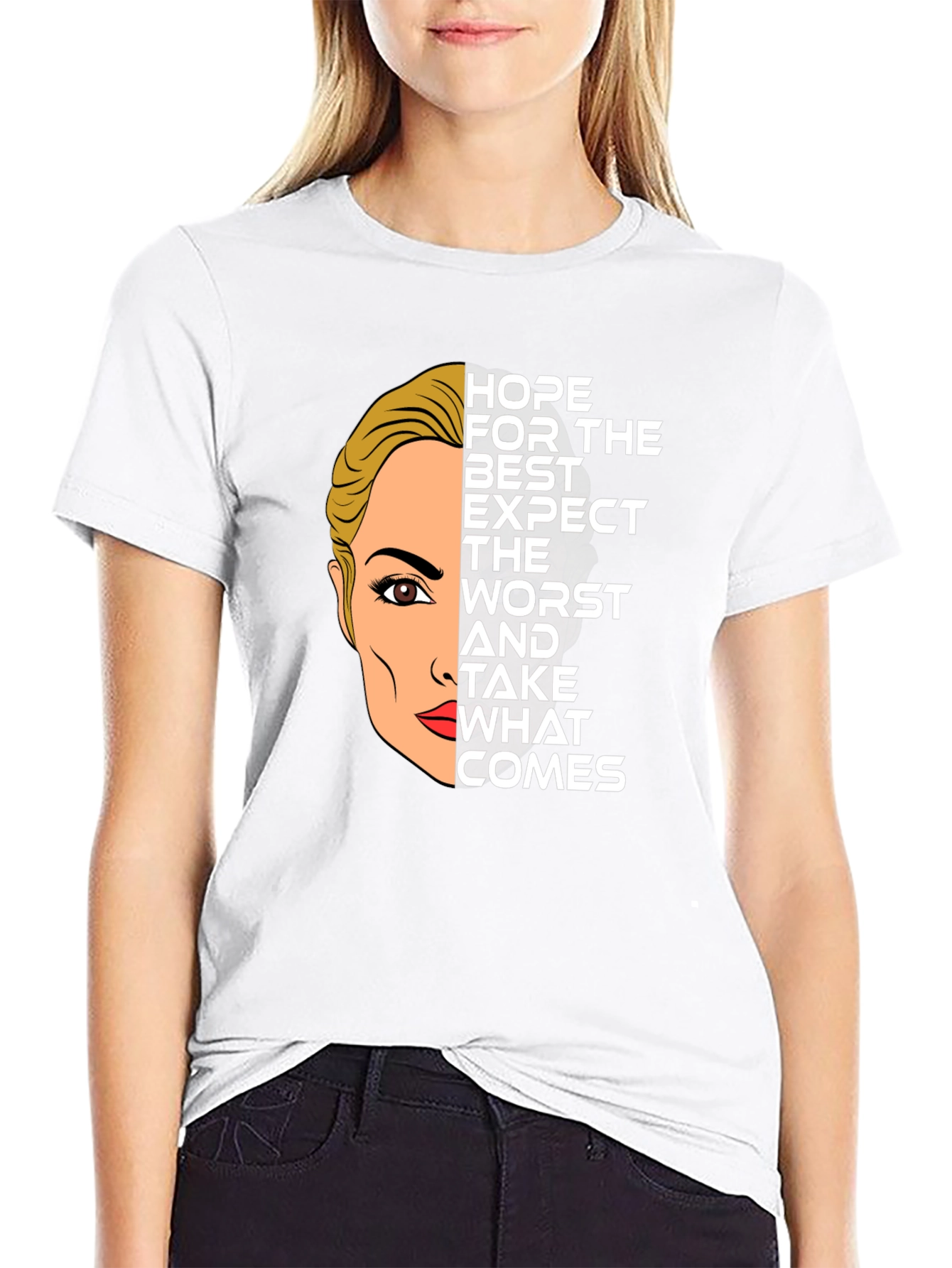 Hope For The Best Graphic Print Black Tee