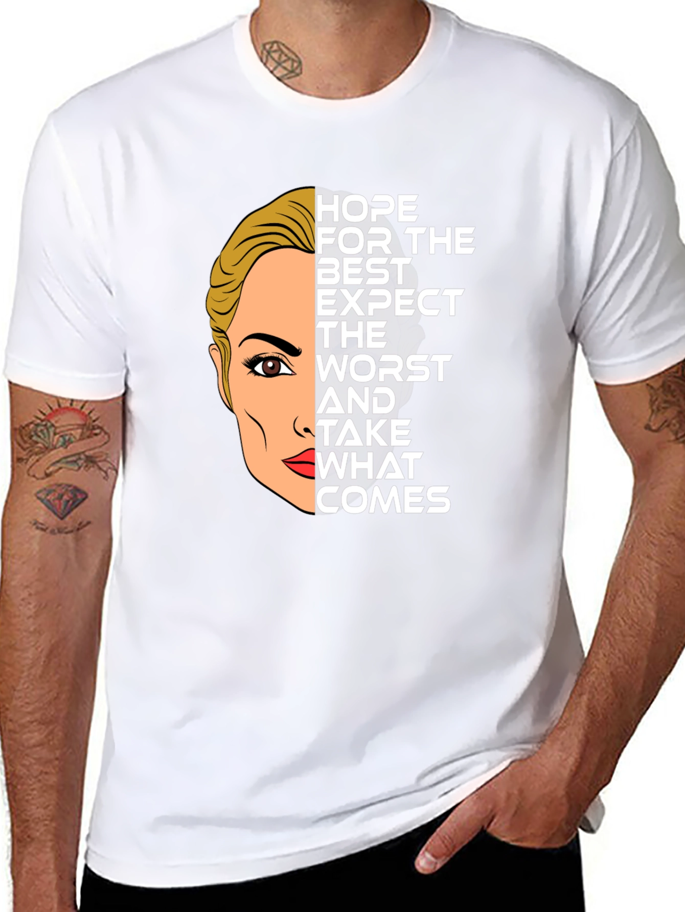 Hope For The Best Graphic Print Black Tee