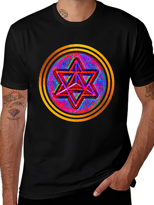 Geometric Star Graphic Tee - Black