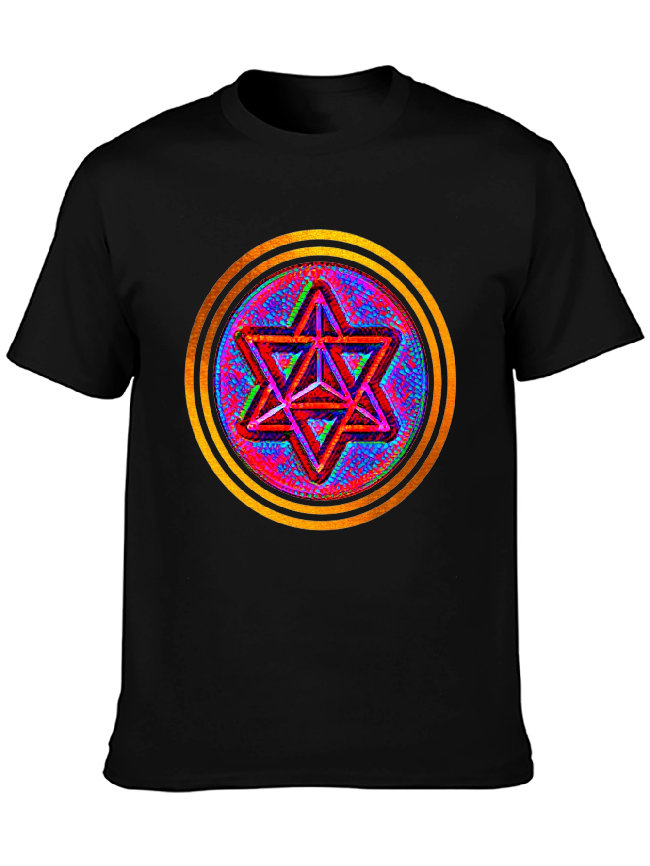 Geometric Star Graphic Tee - Black