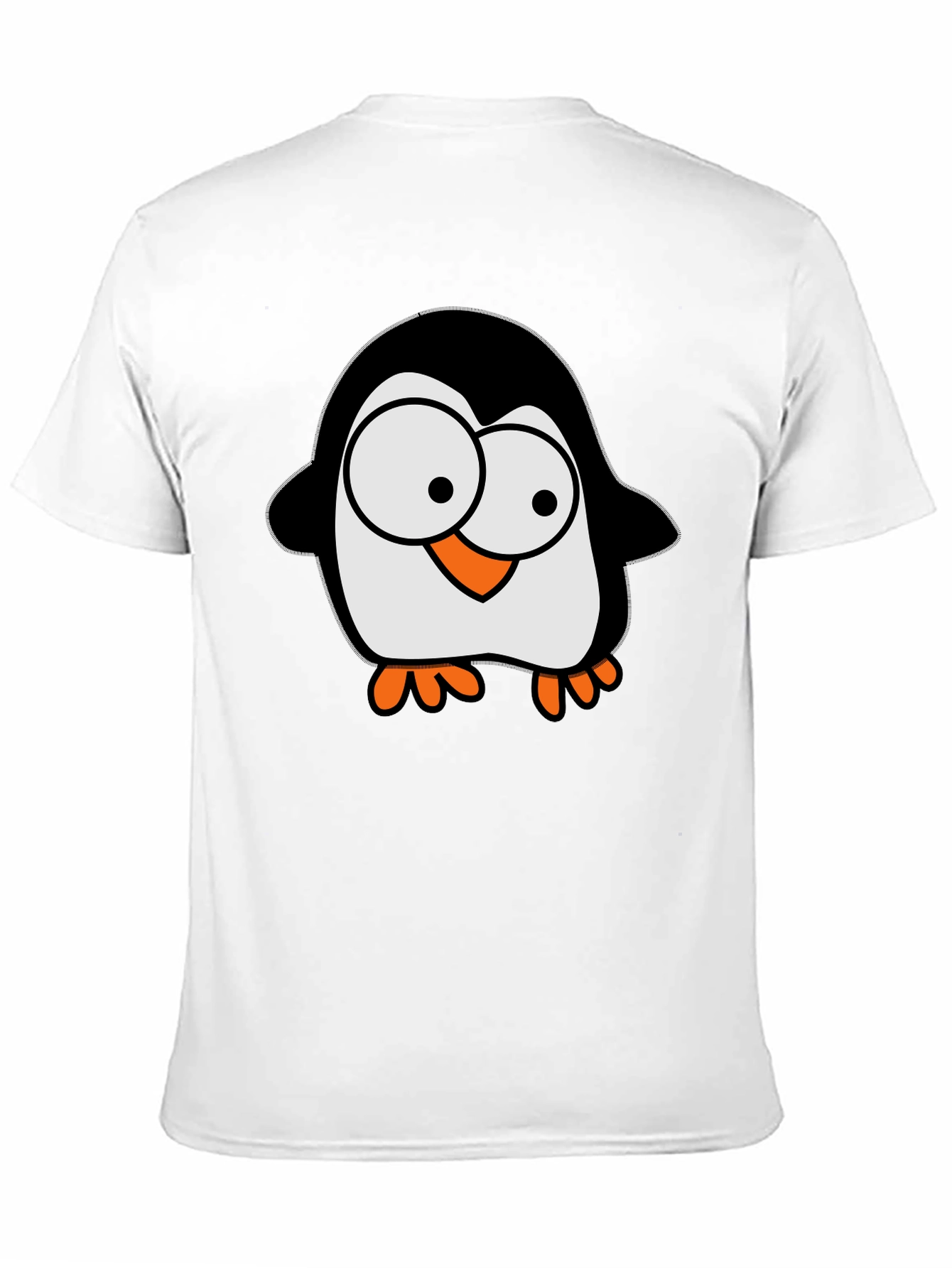 Cartoon Penguin Graphic Tee - Black Cotton T-Shirt