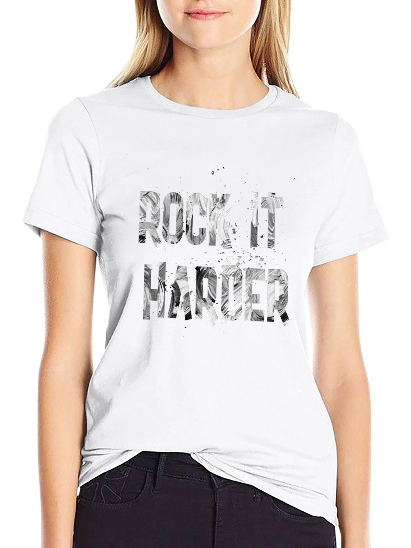 Rock It Harder Graphic Print Black T-Shirt