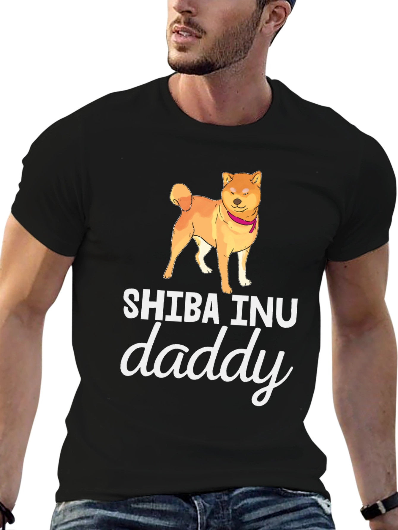 Shiba Inu Daddy Black Graphic Tee