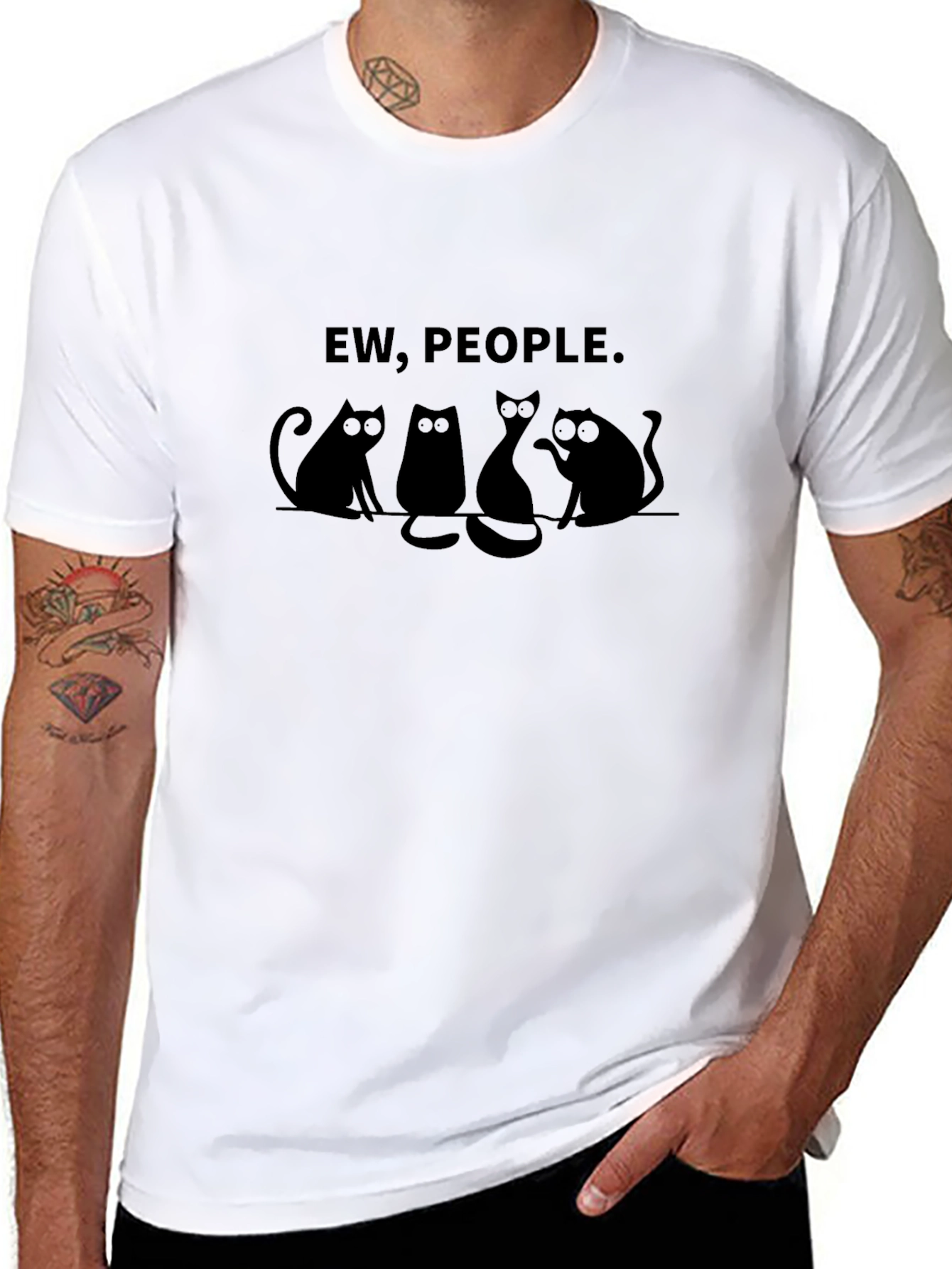 Ew People Black Cat T-Shirt