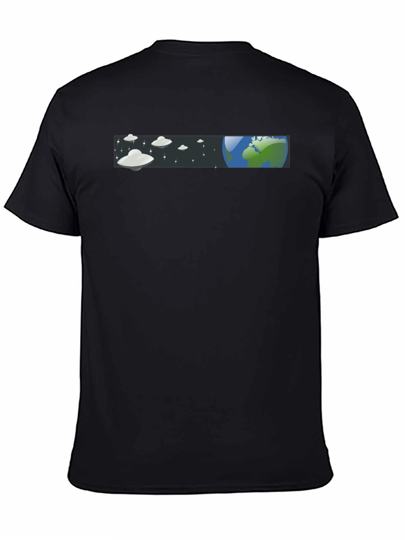 UFO Earth Graphic T-Shirt - Black Casual Tee