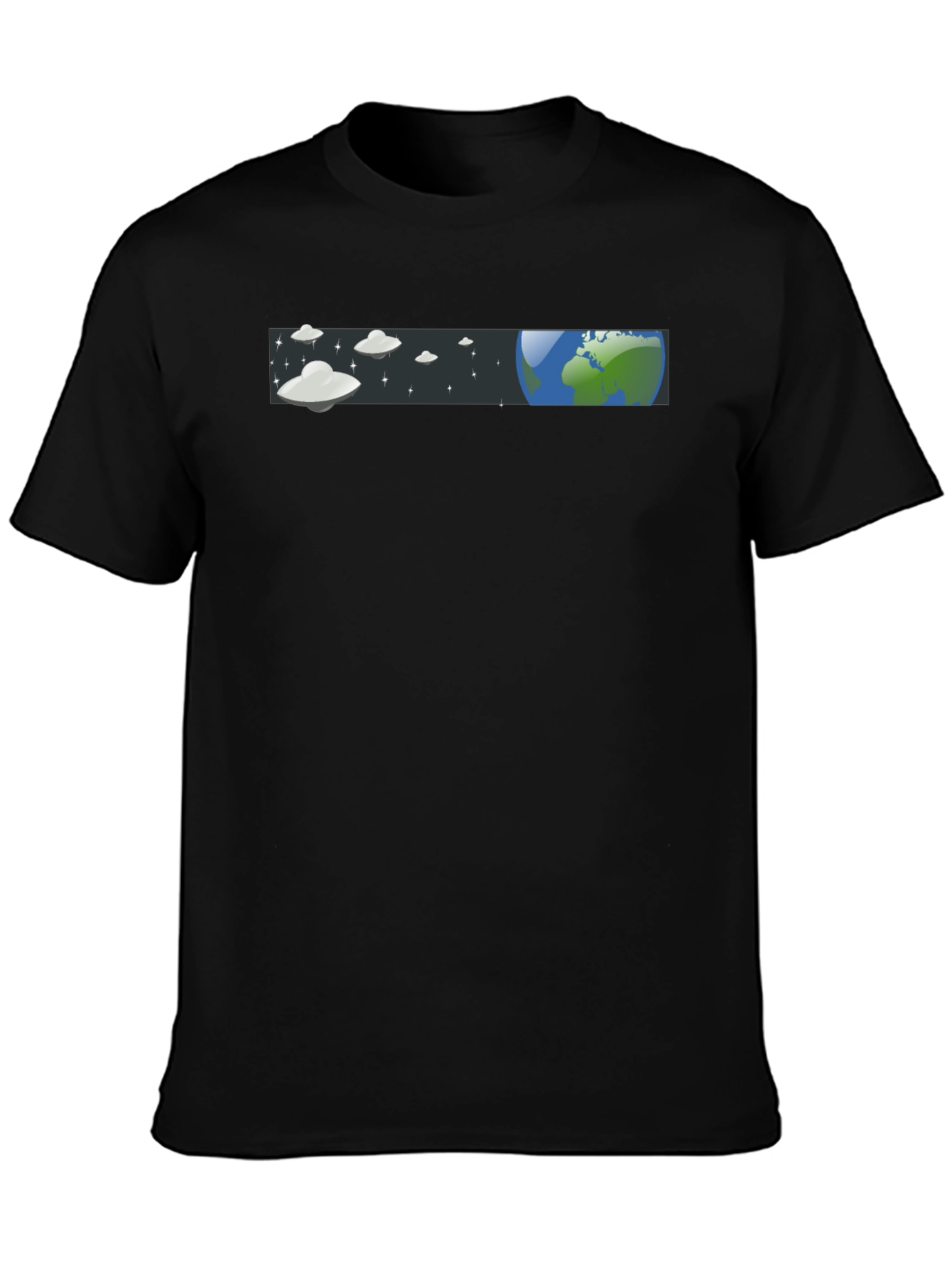 UFO Earth Graphic T-Shirt - Black Casual Tee