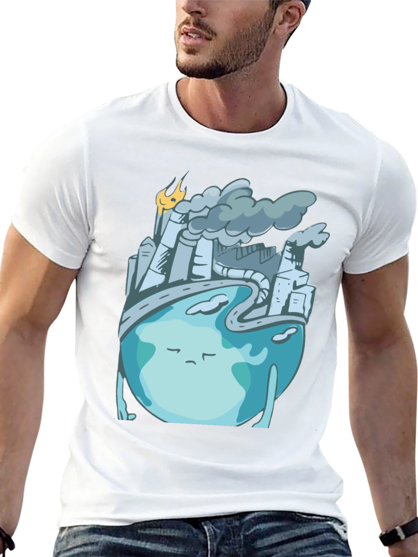 Sad Earth Pollution T-Shirt