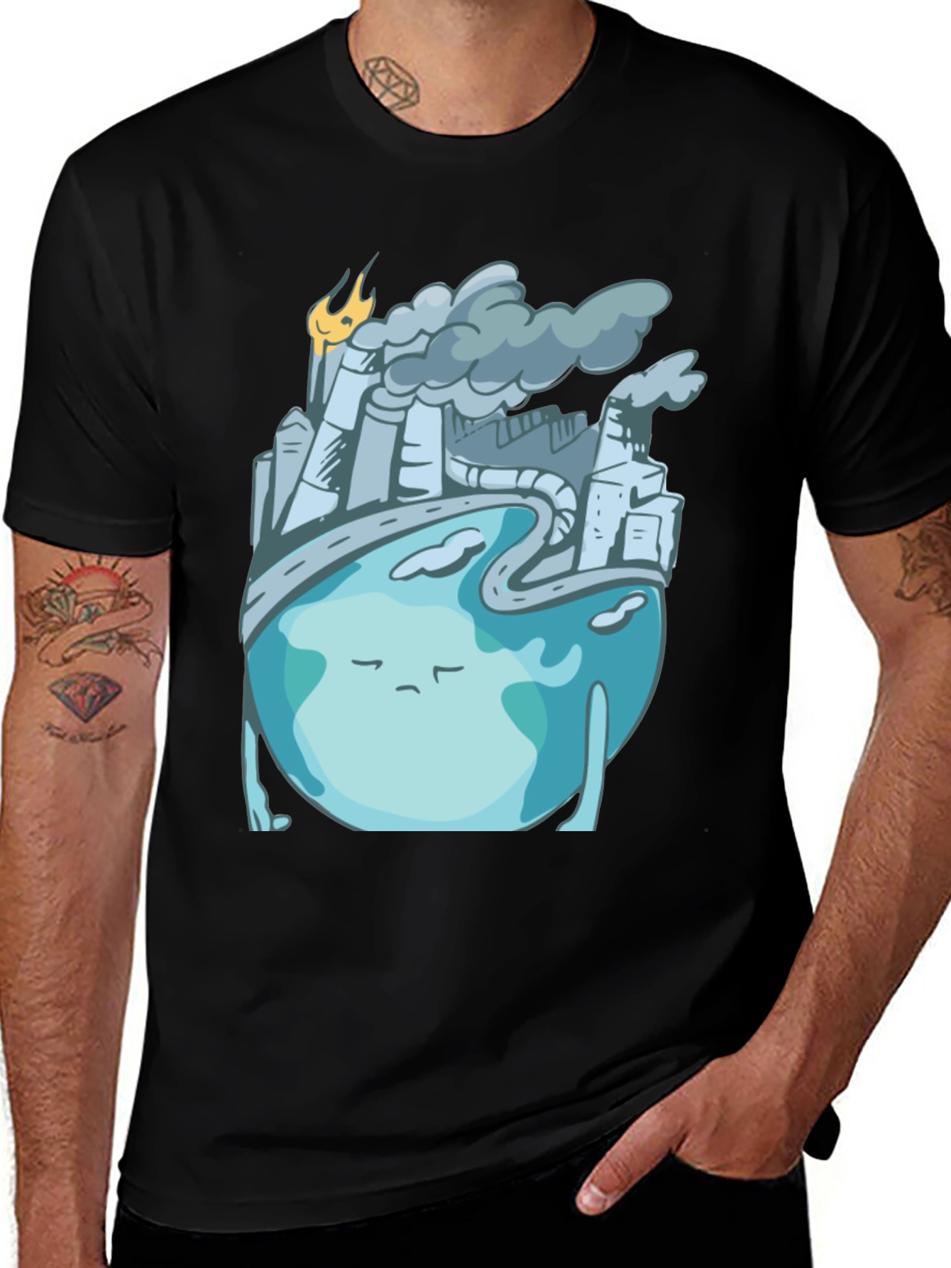 Sad Earth Pollution T-Shirt