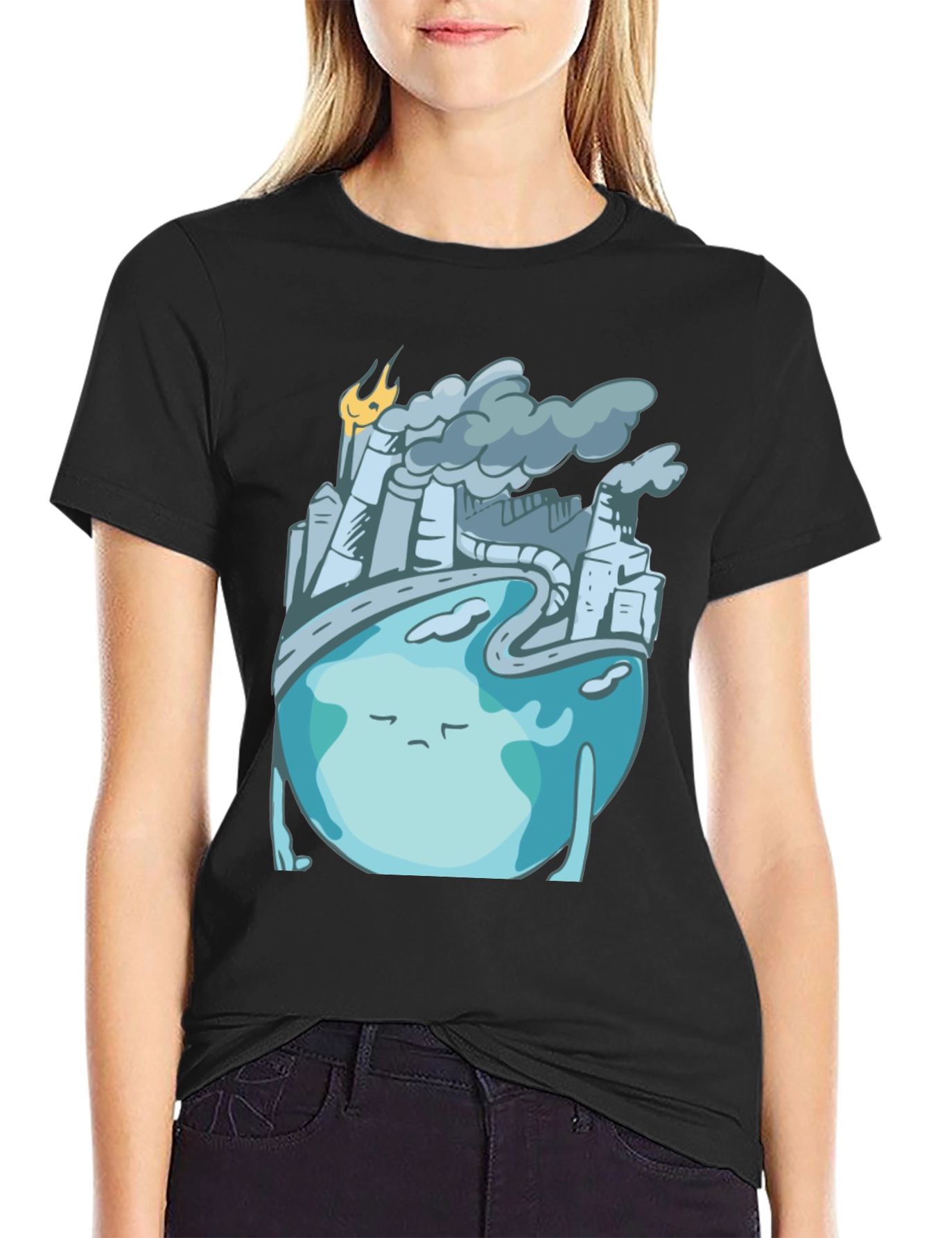 Sad Earth Pollution T-Shirt