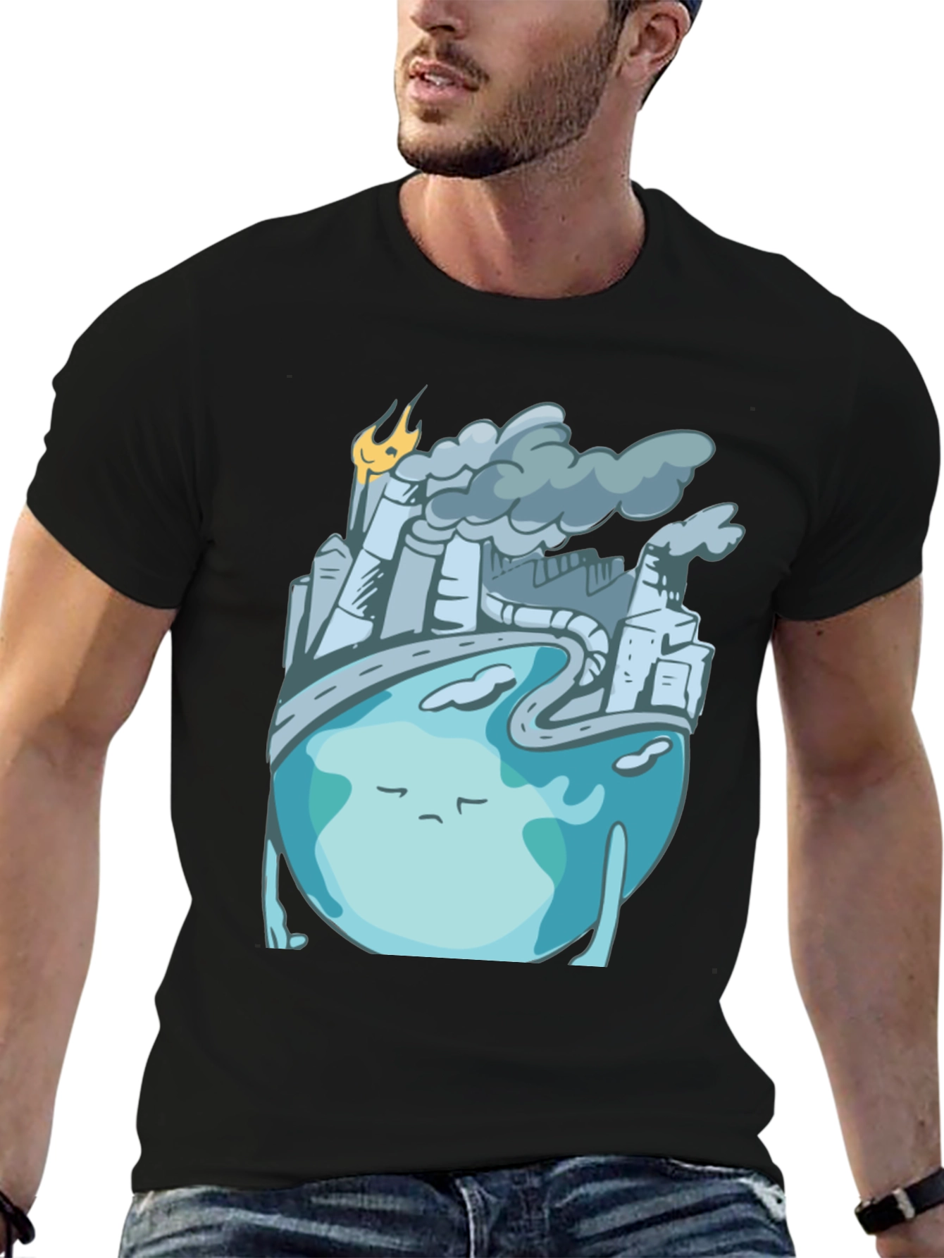 Sad Earth Pollution T-Shirt