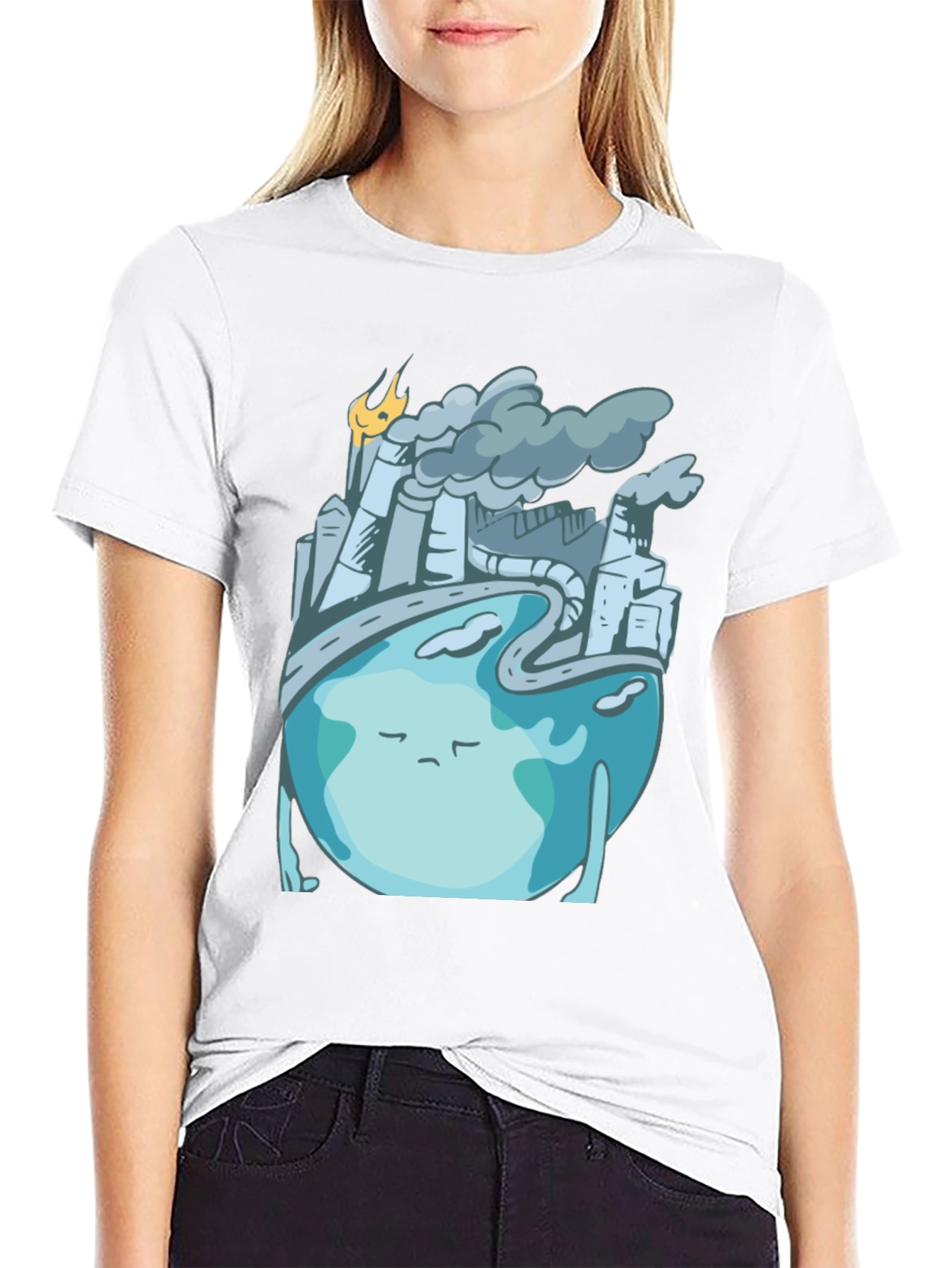 Sad Earth Pollution T-Shirt