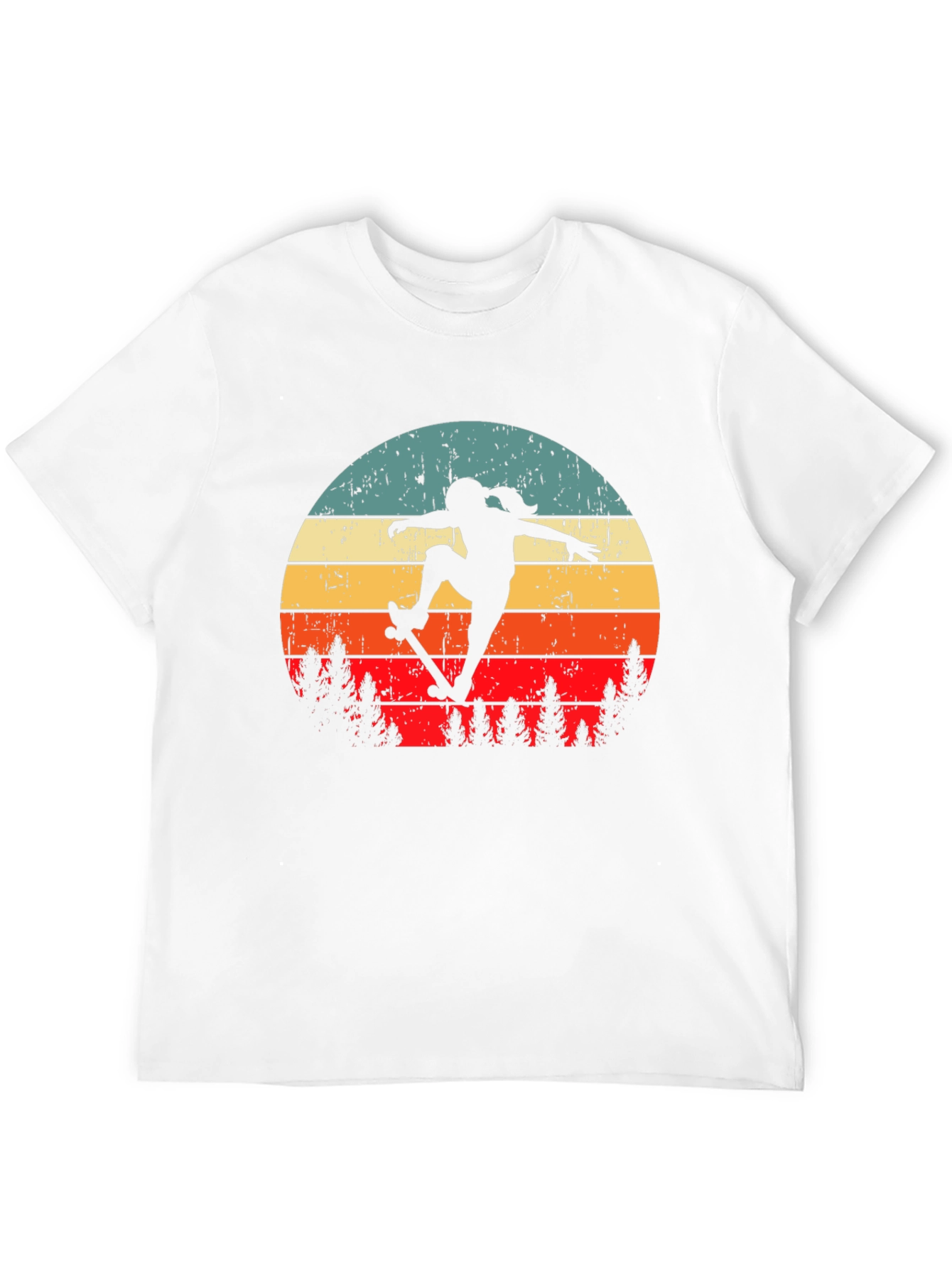 Retro Skateboarder Graphic Tee - Black Cotton Blend