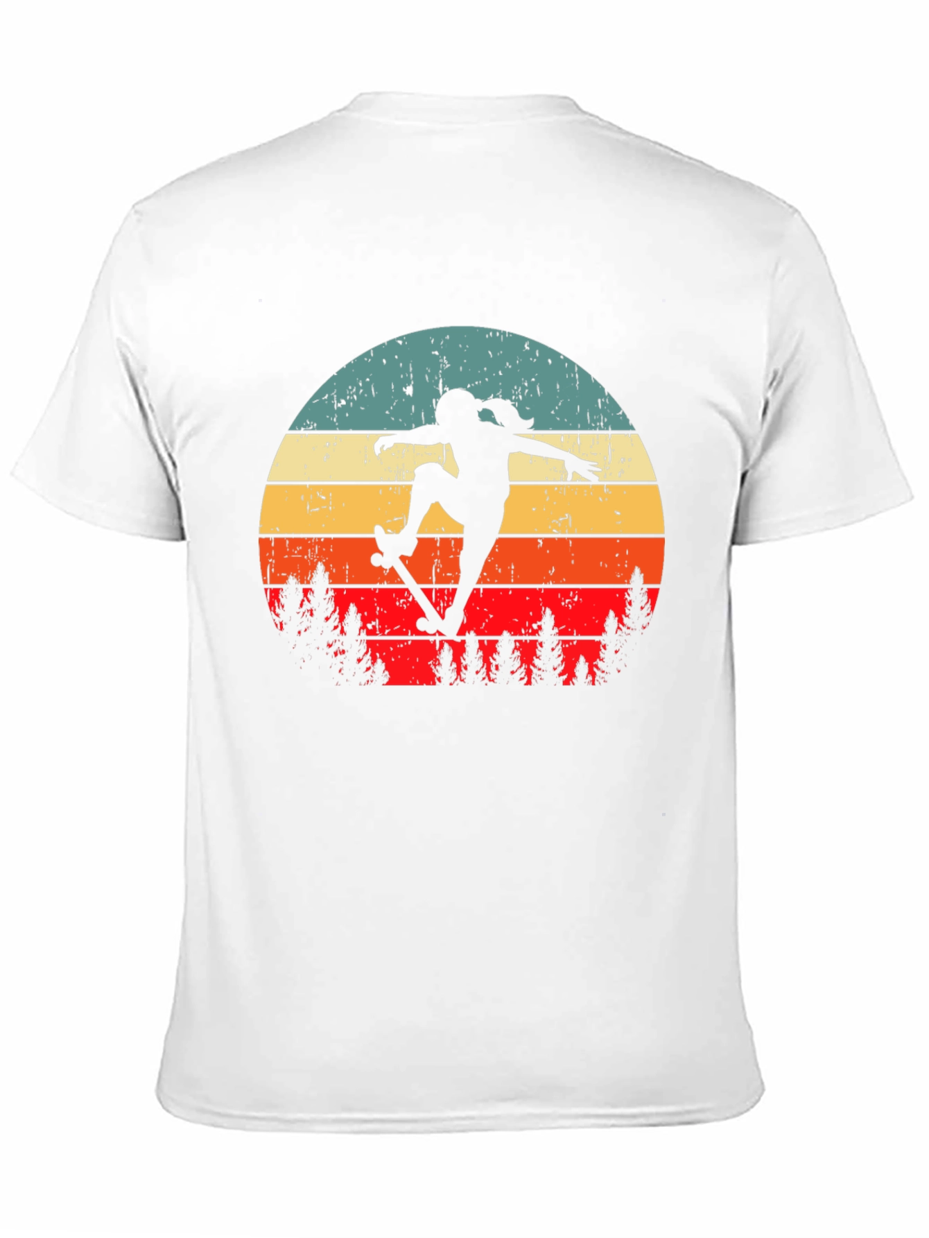Retro Skateboarder Graphic Tee - Black Cotton Blend