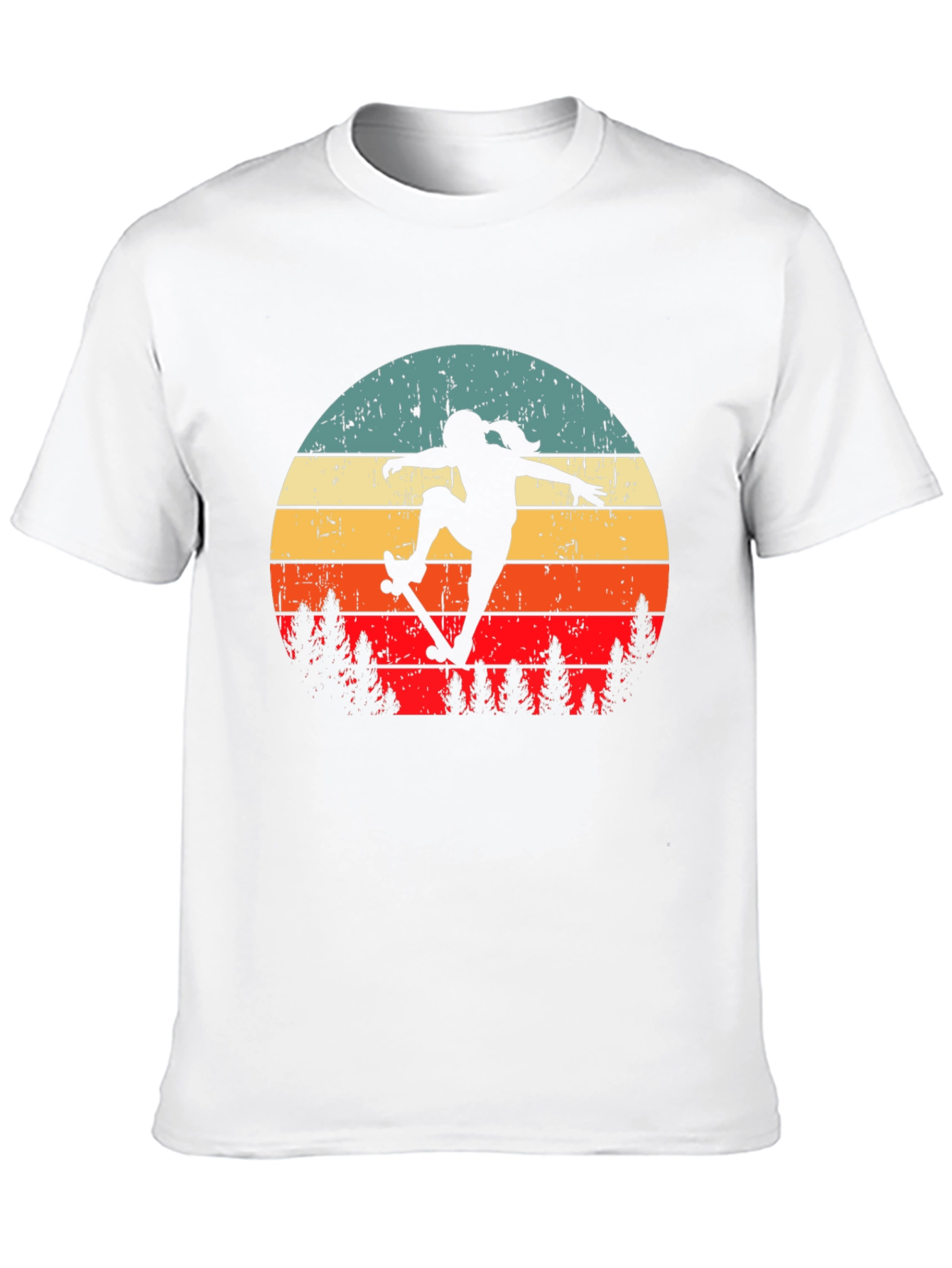 Retro Skateboarder Graphic Tee - Black Cotton Blend