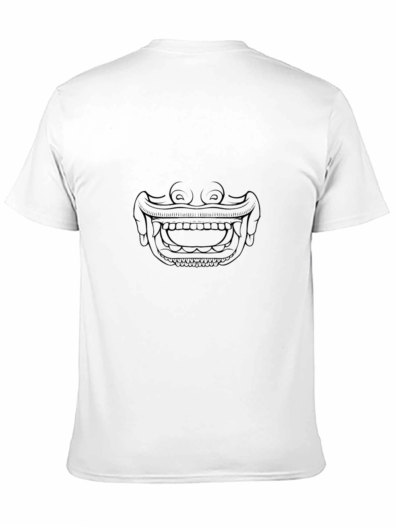 Line Art Mask Graphic Tee - Black Casual Shirt