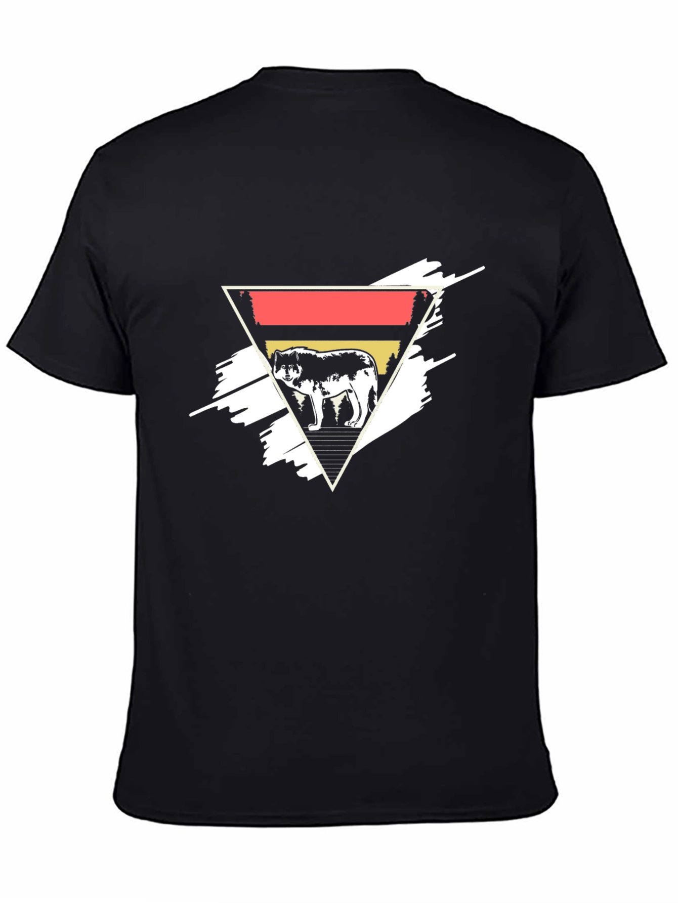 Wolf Triangle Graphic Tee - Black Cotton Blend