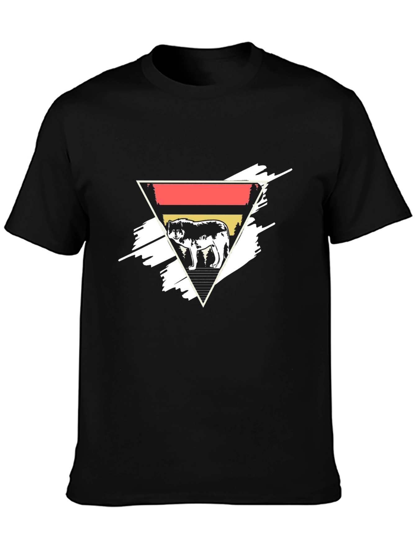 Wolf Triangle Graphic Tee - Black Cotton Blend