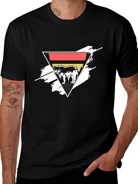 Wolf Triangle Graphic Tee - Black Cotton Blend