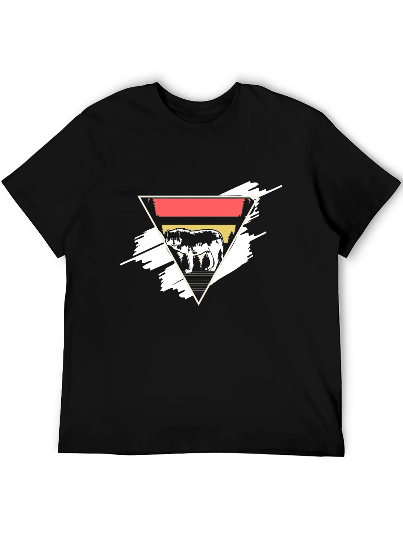 Wolf Triangle Graphic Tee - Black Cotton Blend