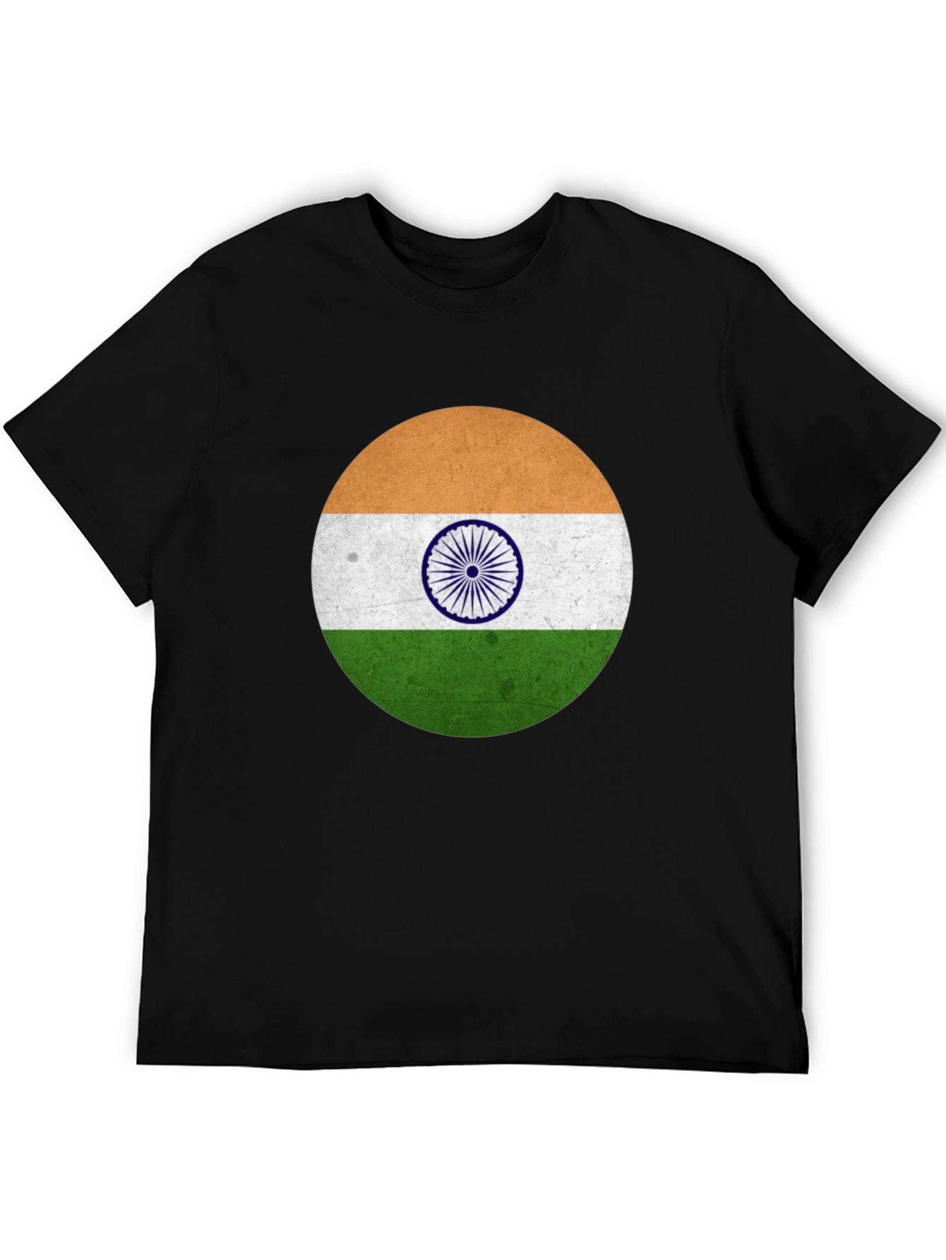 India Flag Graphic T-Shirt - Black Cotton Blend