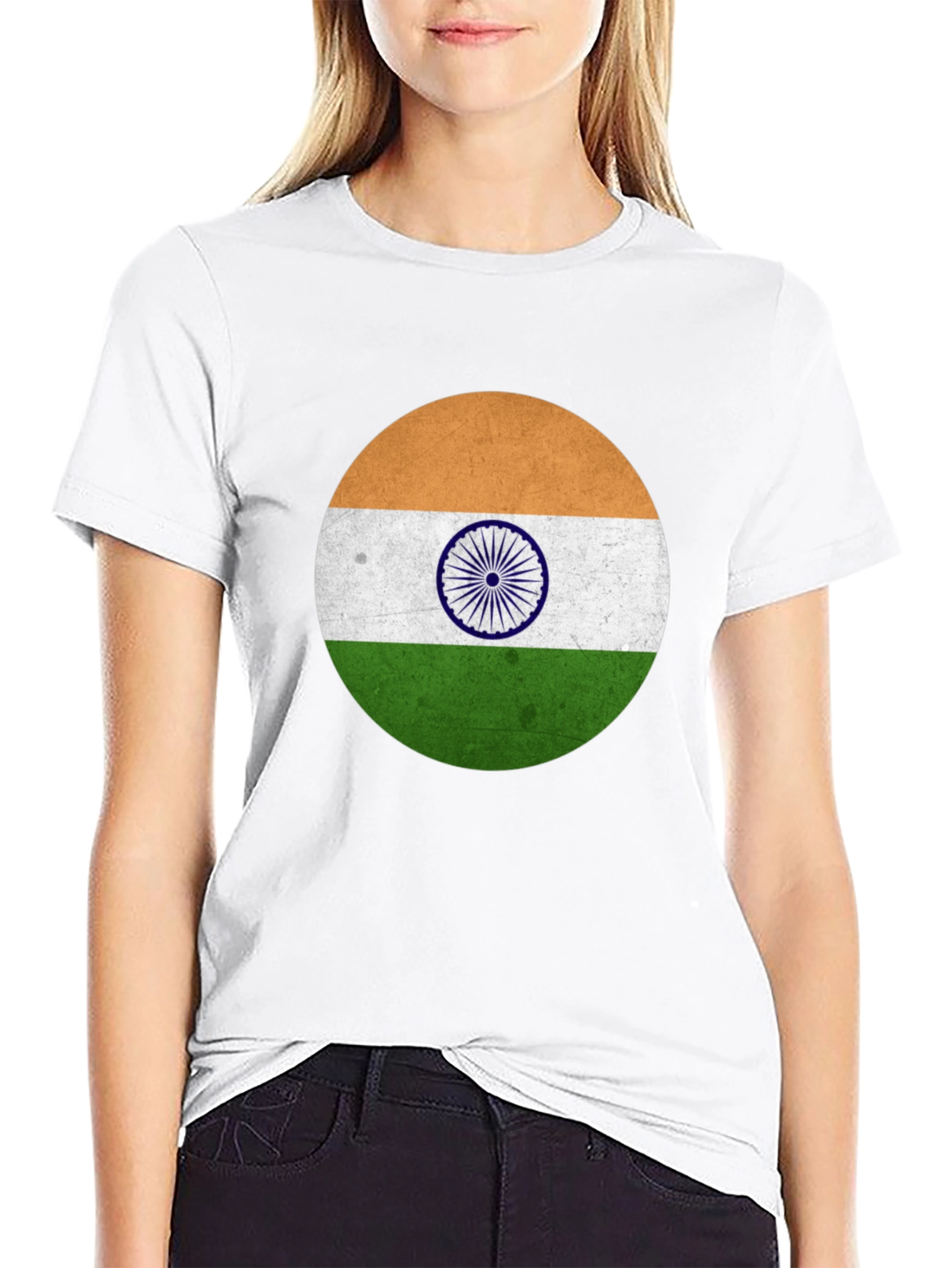 India Flag Graphic T-Shirt - Black Cotton Blend