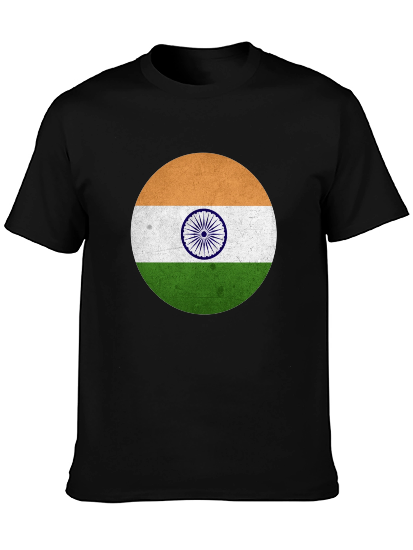 India Flag Graphic T-Shirt - Black Cotton Blend