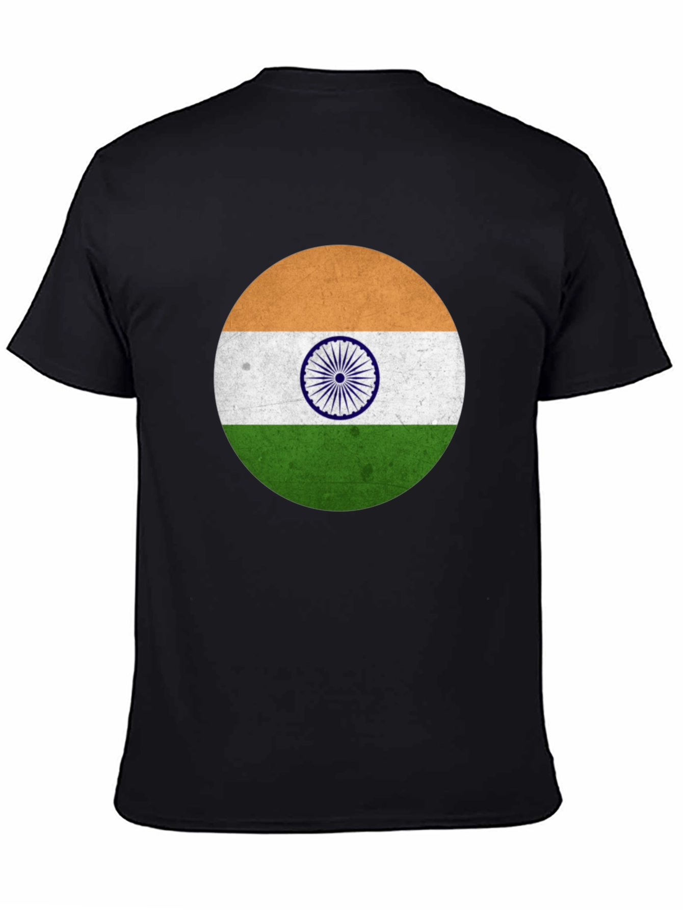 India Flag Graphic T-Shirt - Black Cotton Blend