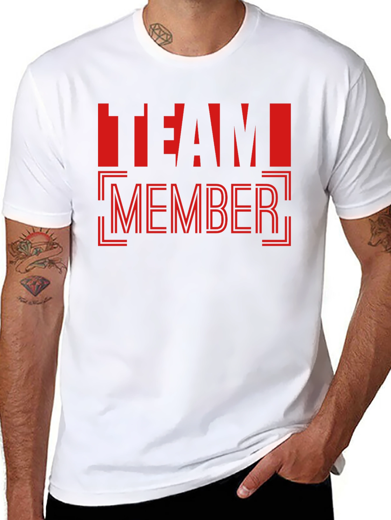 Team Member Graphic Tee - Black Cotton Casual Shirt