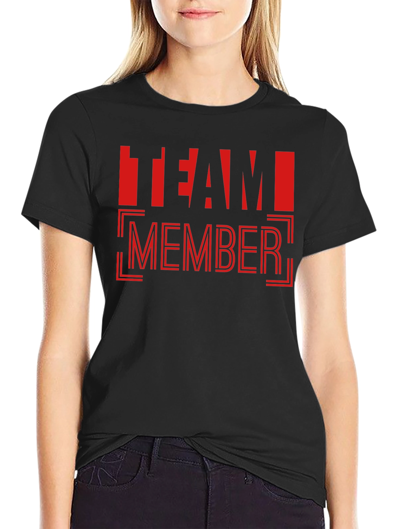 Team Member Graphic Tee - Black Cotton Casual Shirt
