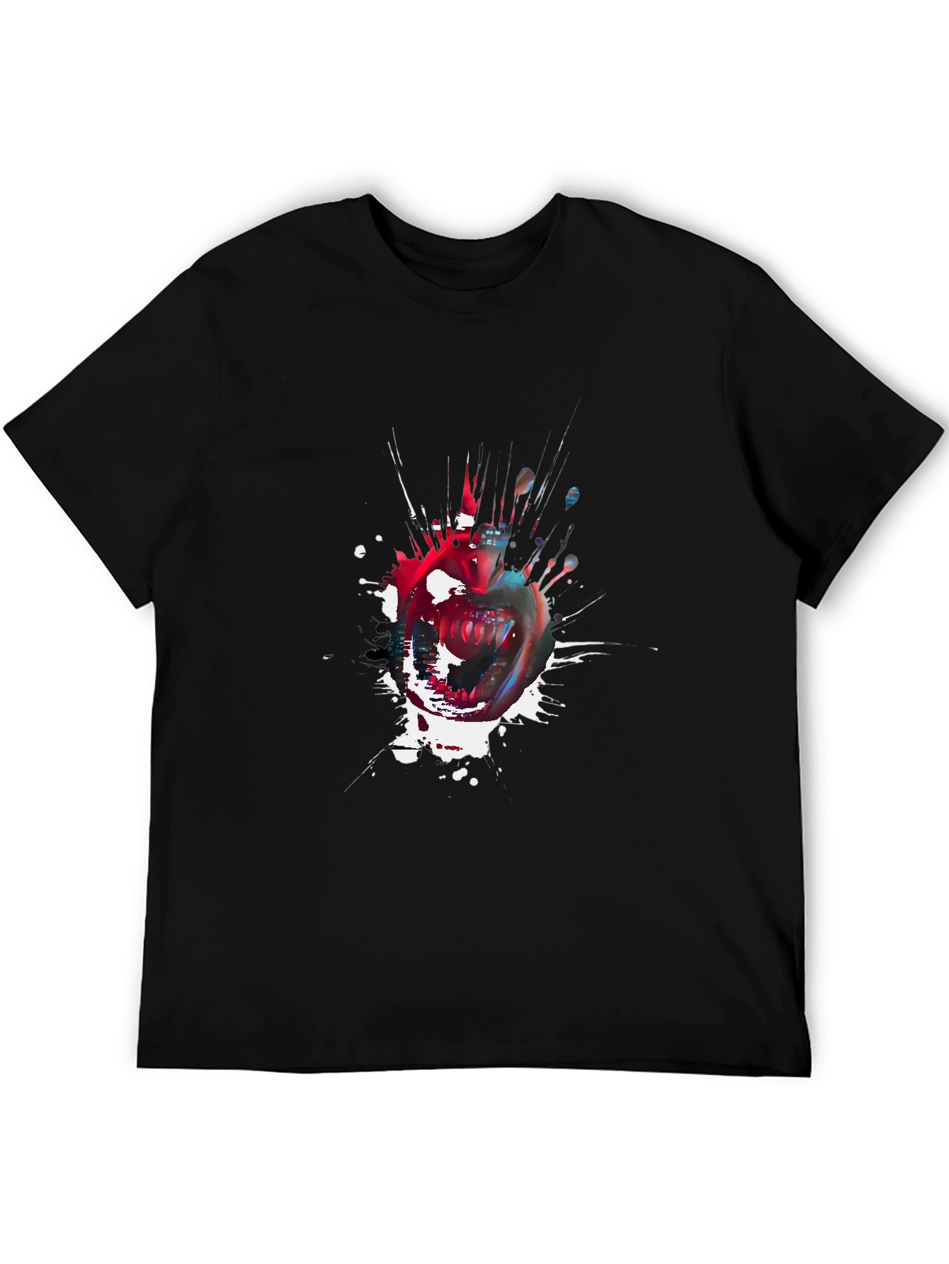 Edgy Apple Splatter Graphic Tee - Black