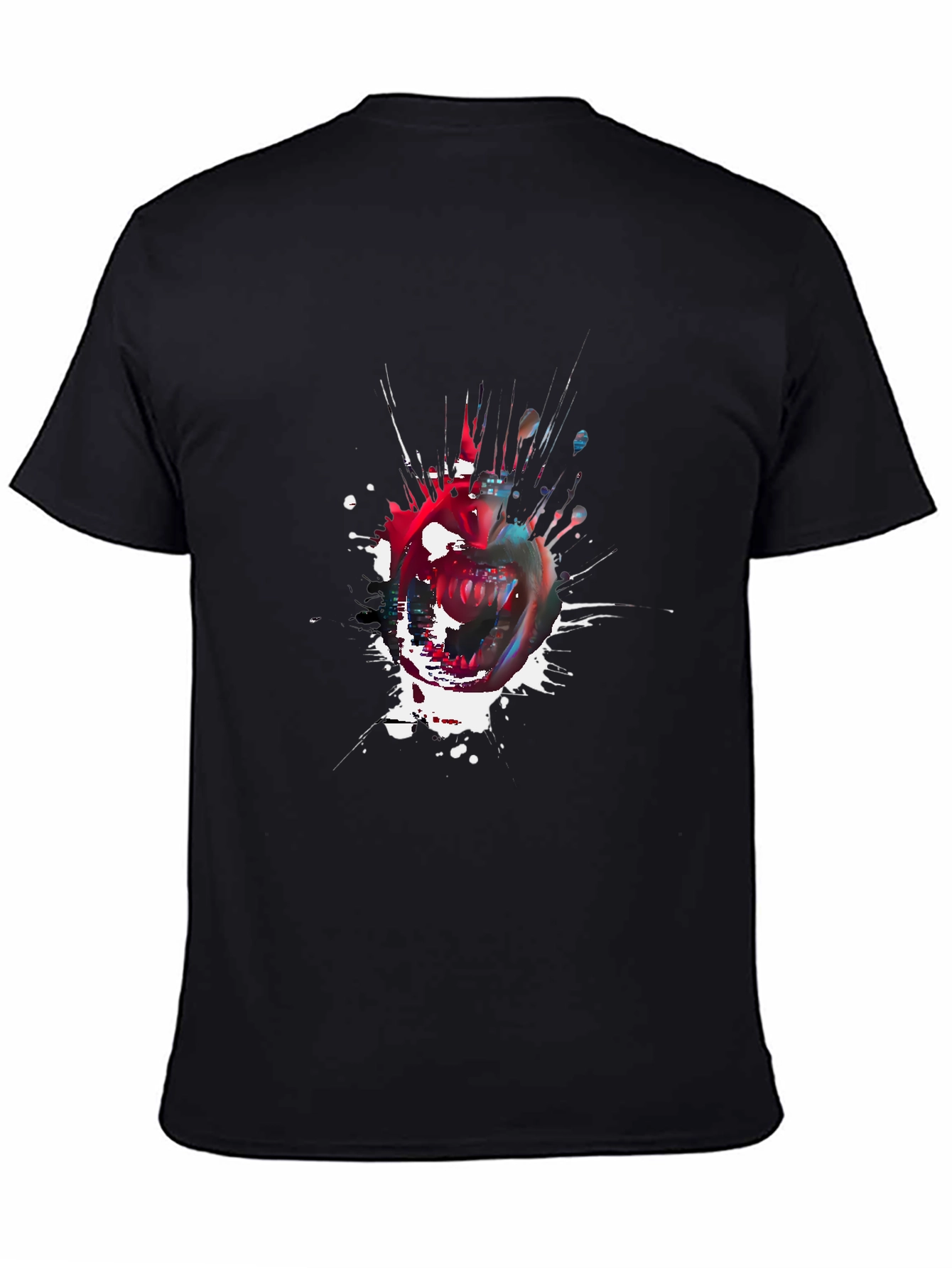 Edgy Apple Splatter Graphic Tee - Black