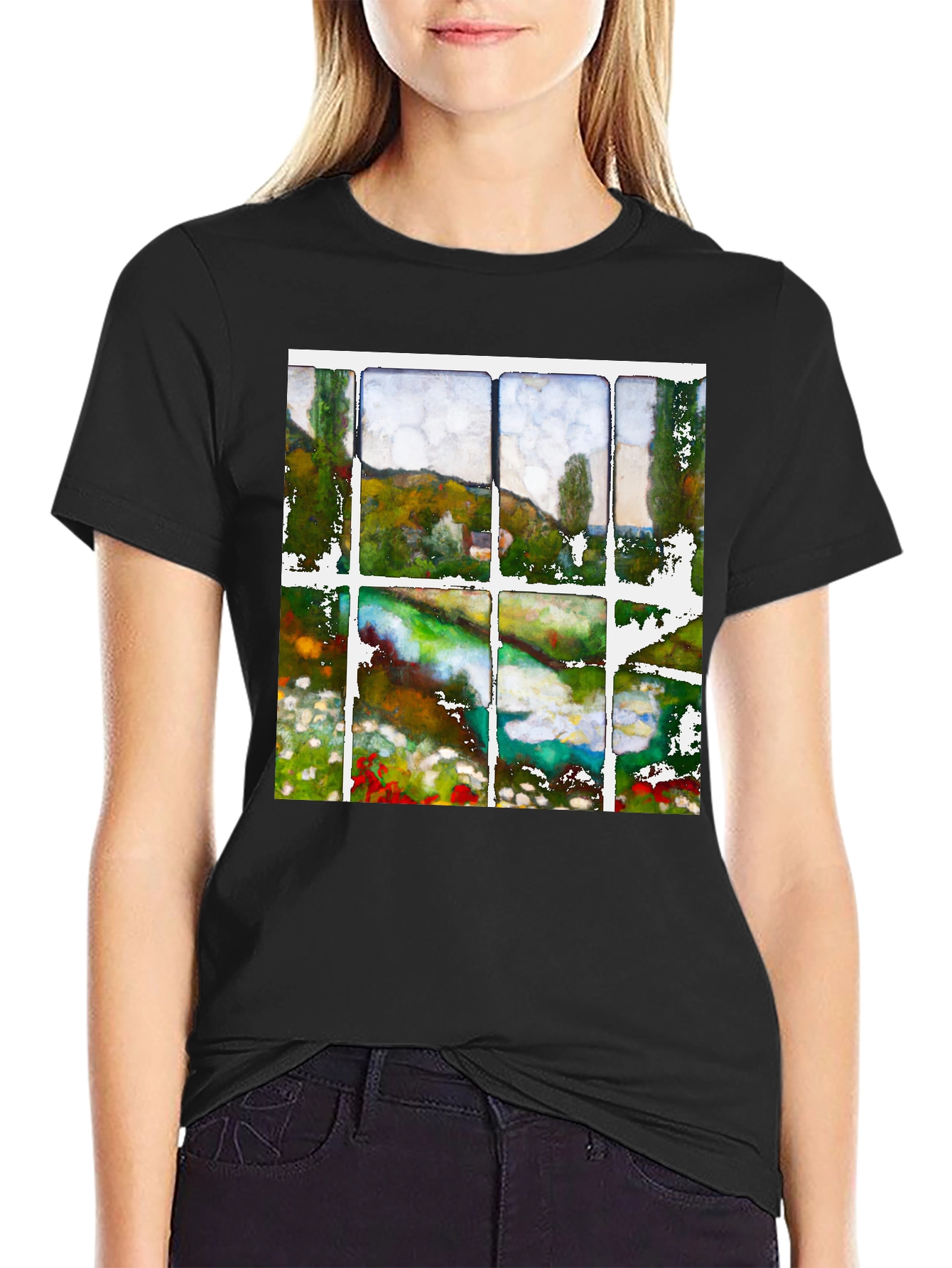Impressionist Landscape T-Shirt - Window View