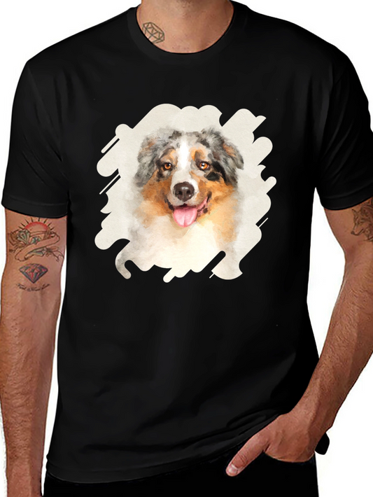 Dog Lover T-Shirt - Aussie Watercolor Graphic Tee