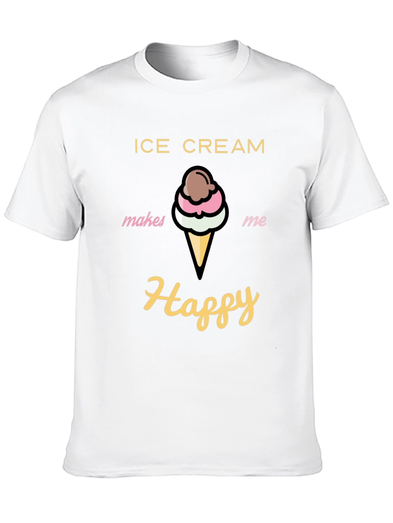 Ice Cream Makes Me Happy Black T-Shirt