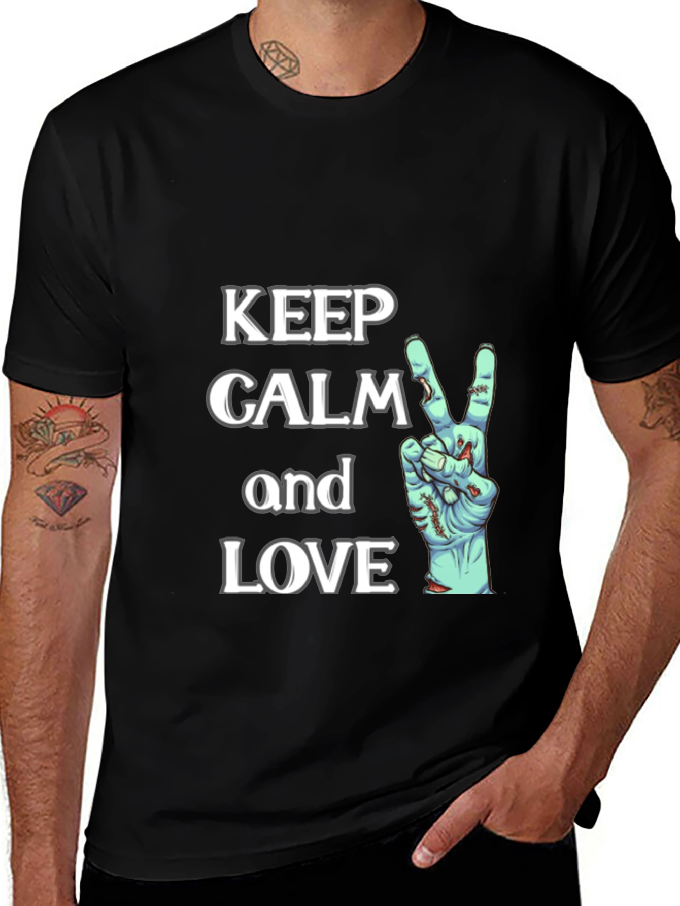 Keep Calm Zombie Love Black Graphic Tee