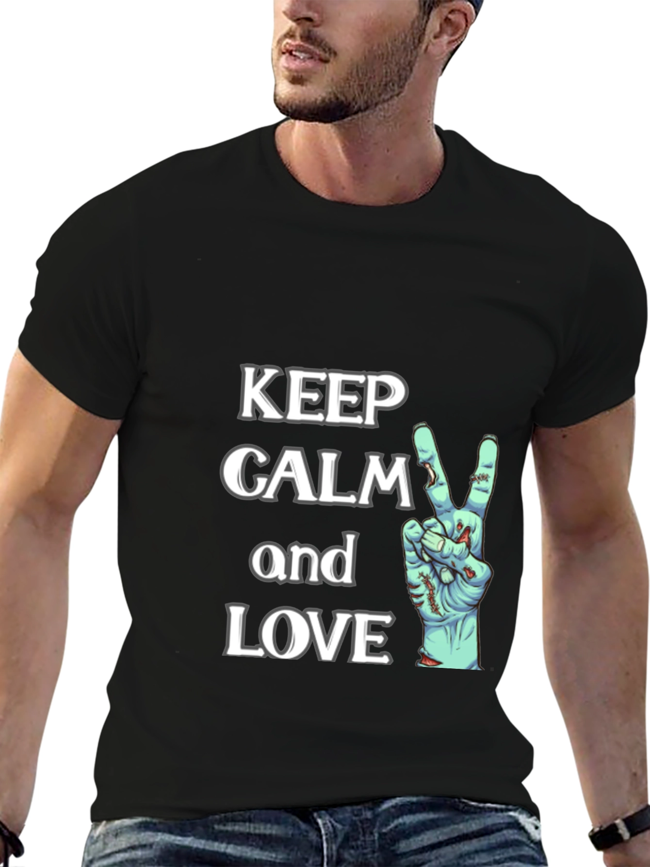 Keep Calm Zombie Love Black Graphic Tee