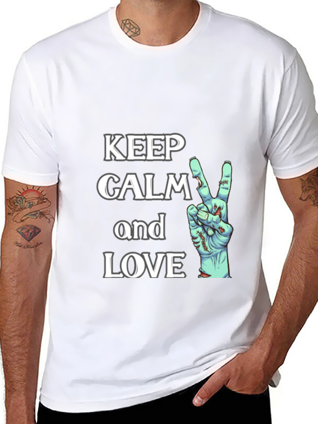 Keep Calm Zombie Love Black Graphic Tee