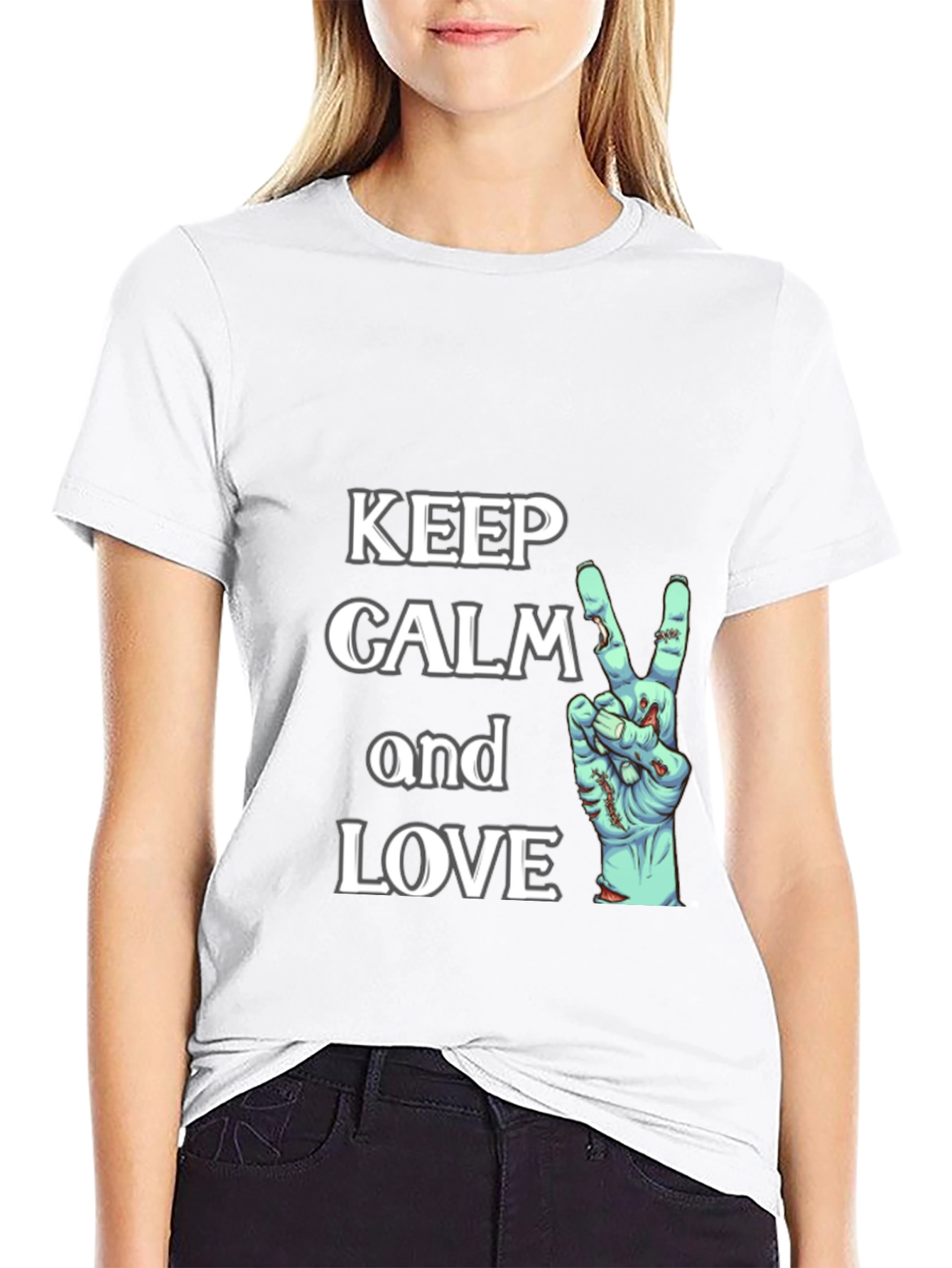 Keep Calm Zombie Love Black Graphic Tee