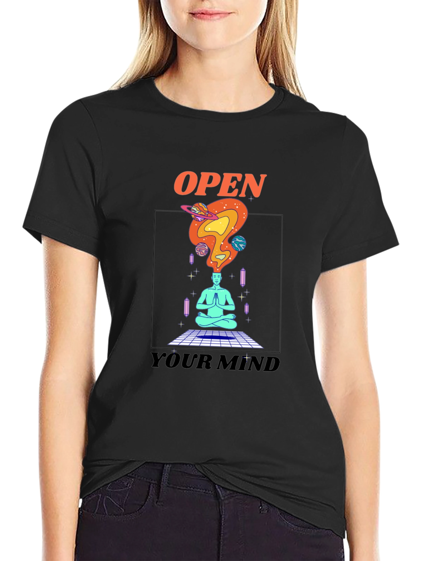 Open Your Mind Graphic T-Shirt - Black Tee