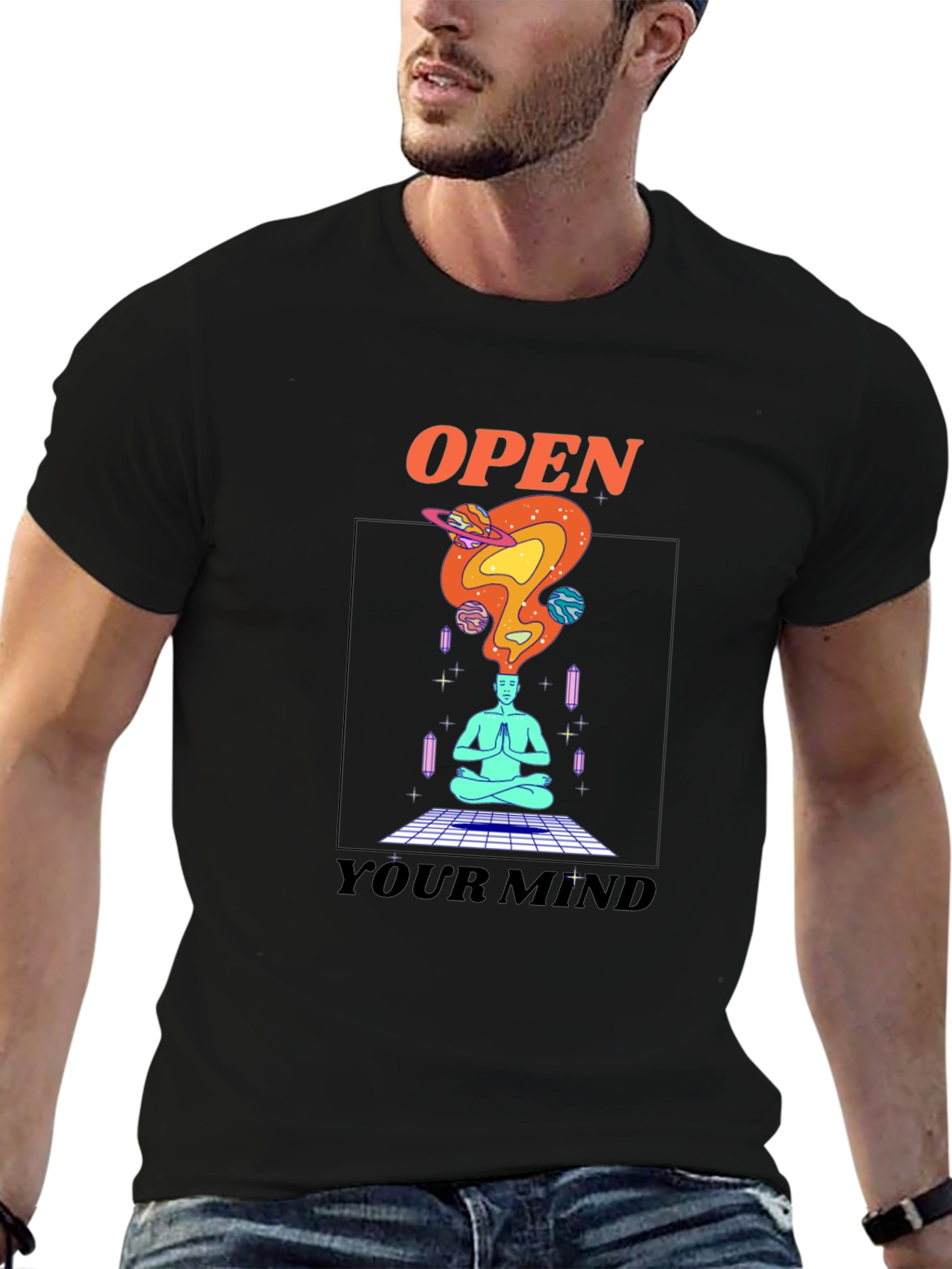 Open Your Mind Graphic T-Shirt - Black Tee