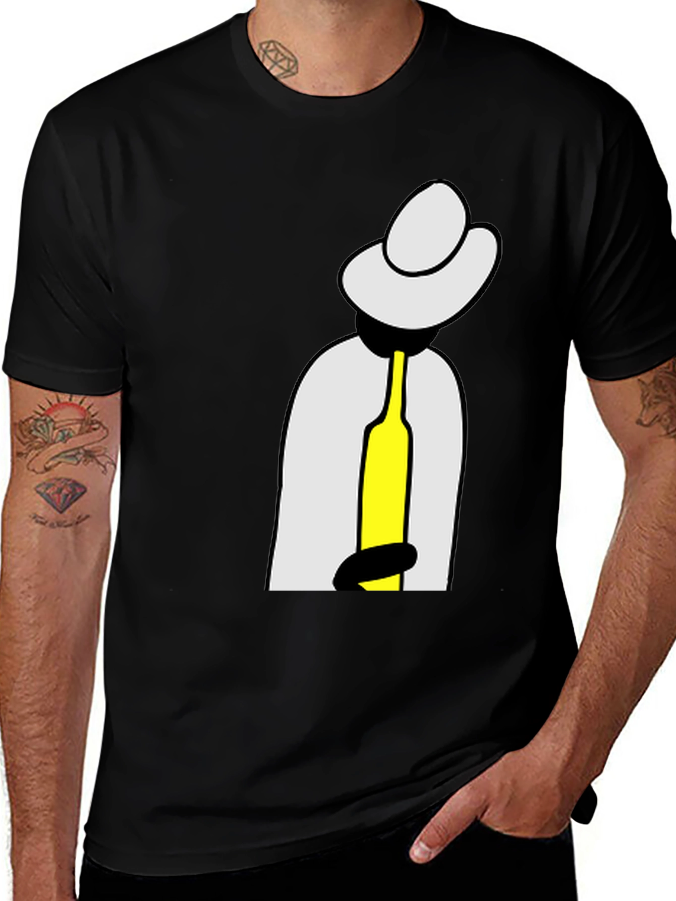 Abstract Man with Bottle Graphic T-Shirt