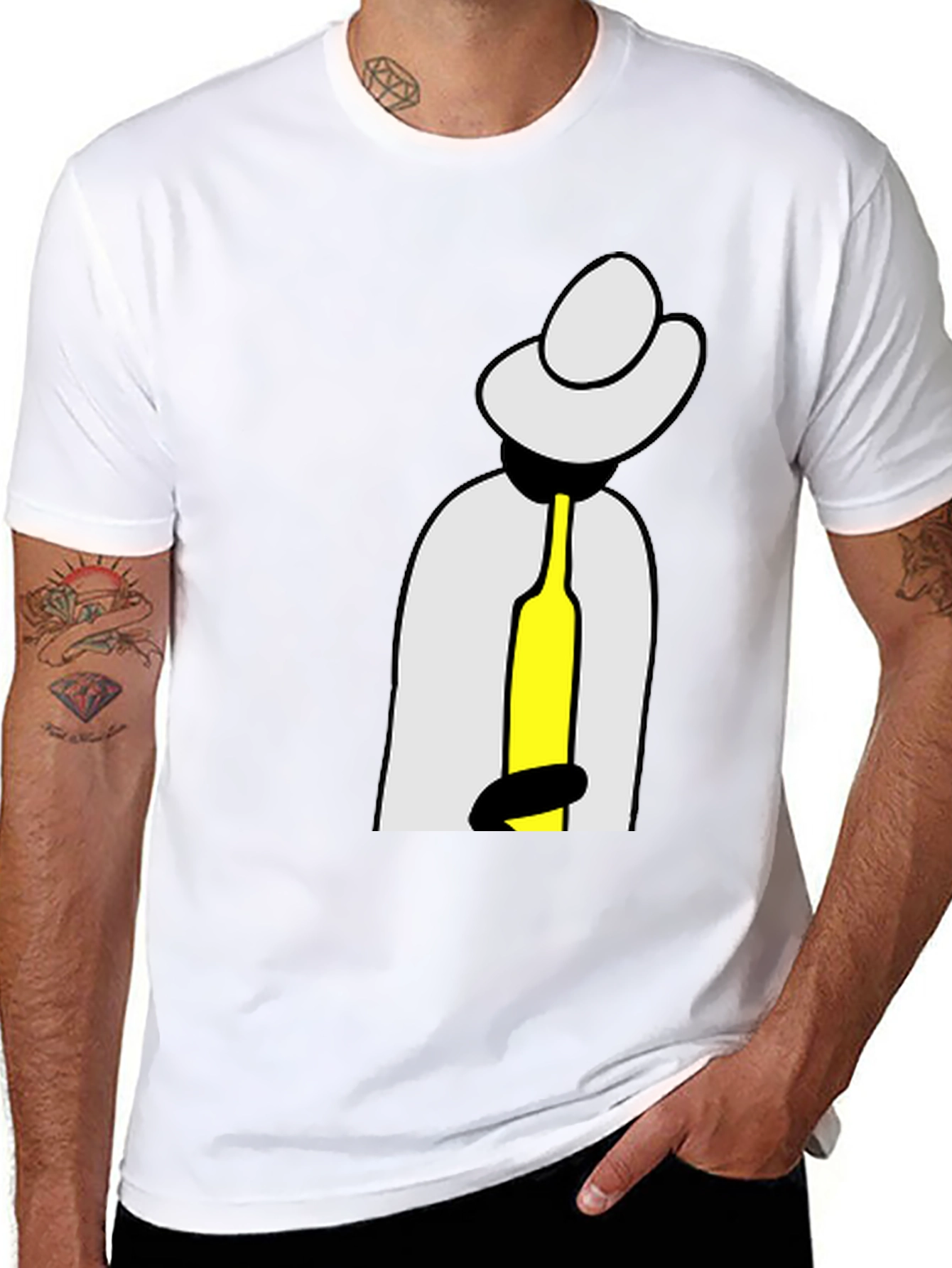 Abstract Man with Bottle Graphic T-Shirt