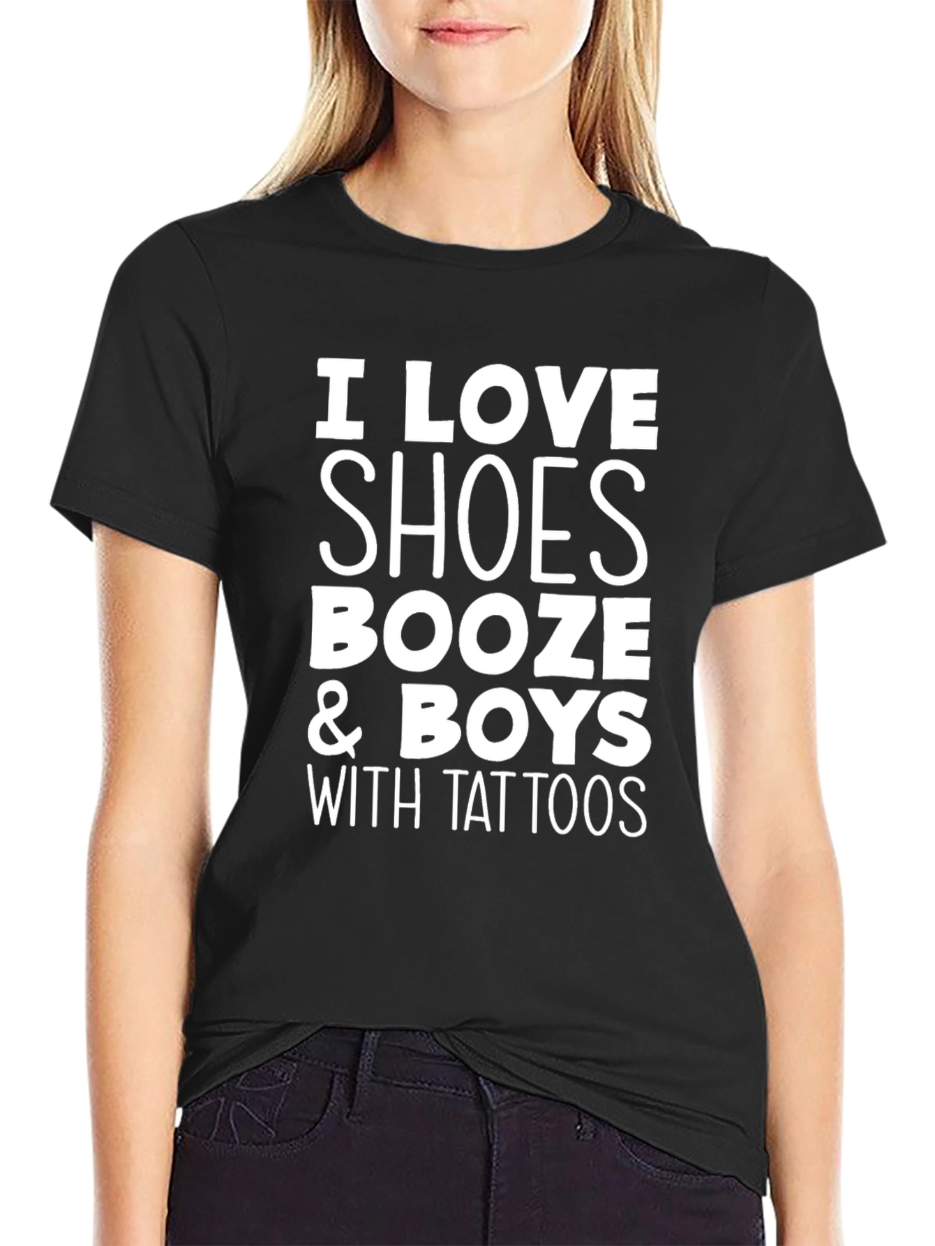 I Love Shoes Booze & Boys with Tattoos T-Shirt