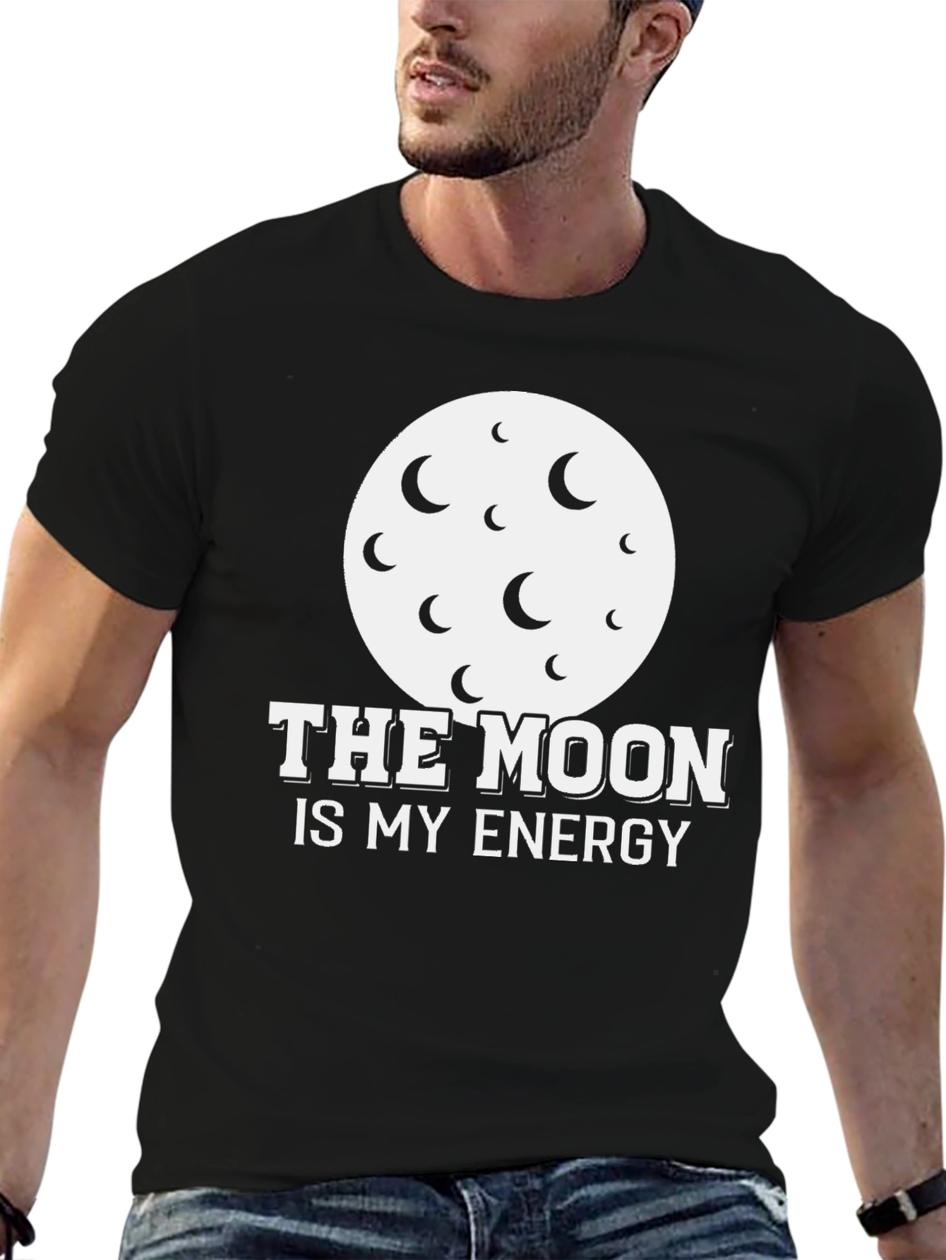 Moon Energy Graphic Tee - Black Cotton T-Shirt