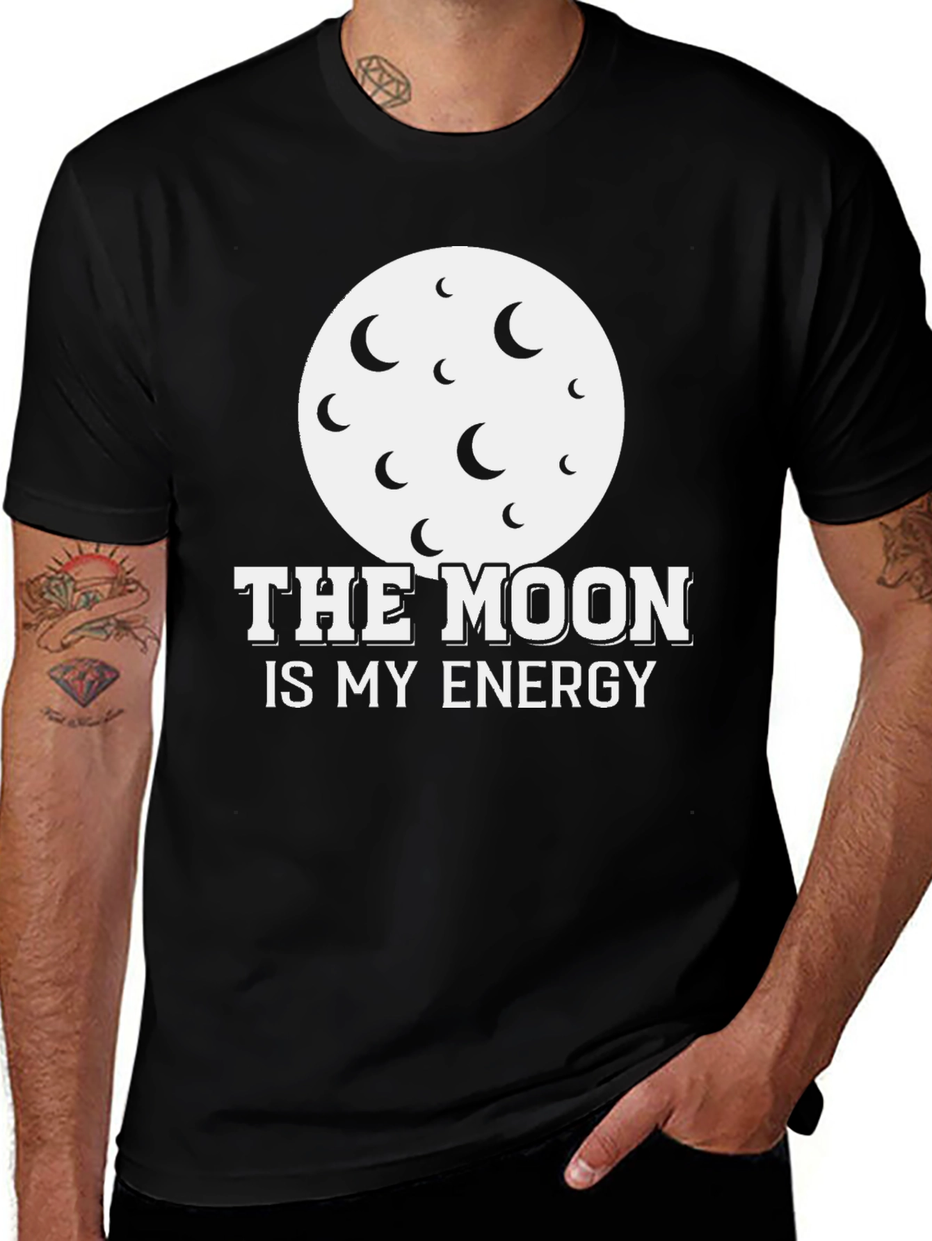Moon Energy Graphic Tee - Black Cotton T-Shirt