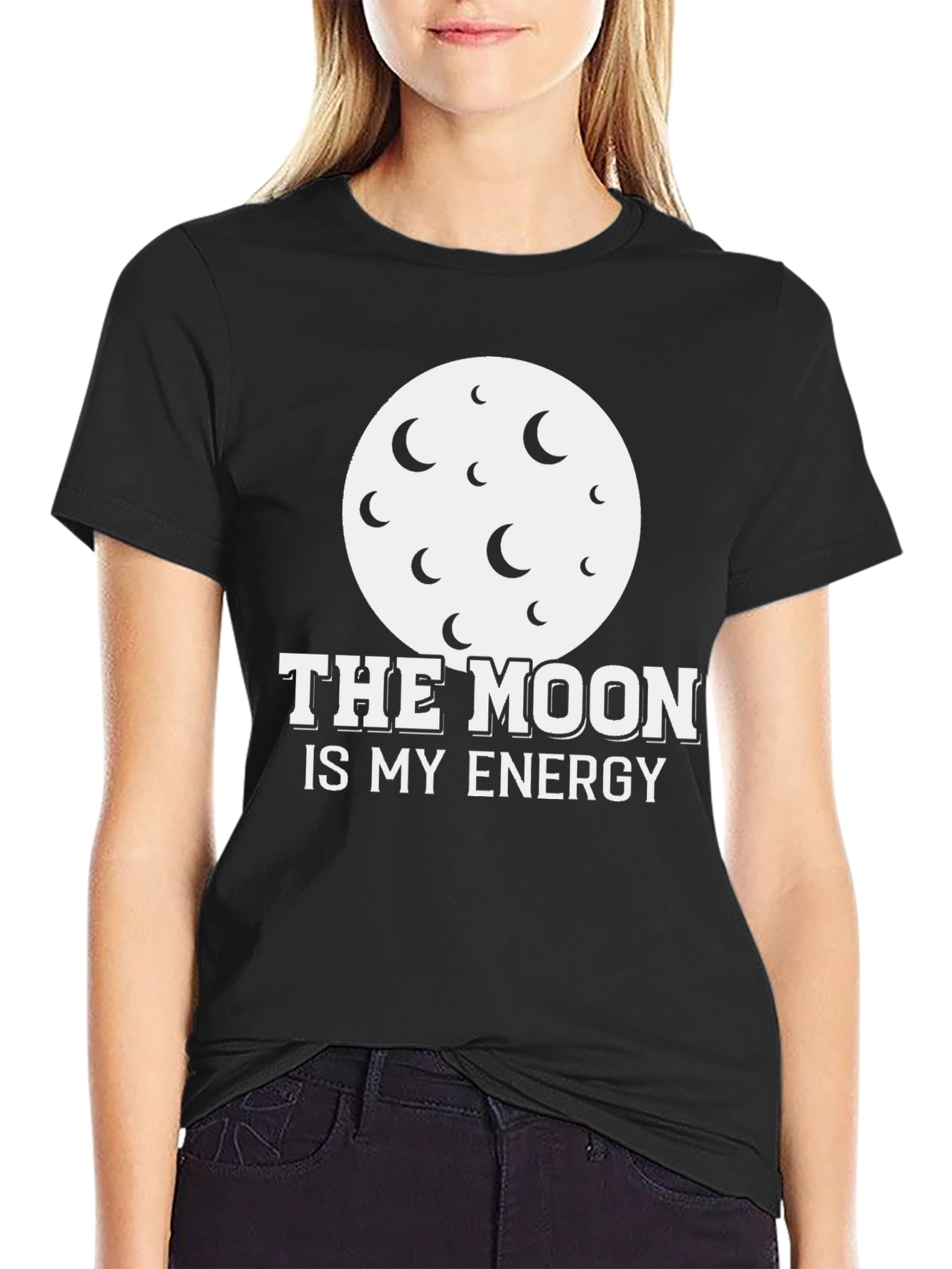 Moon Energy Graphic Tee - Black Cotton T-Shirt